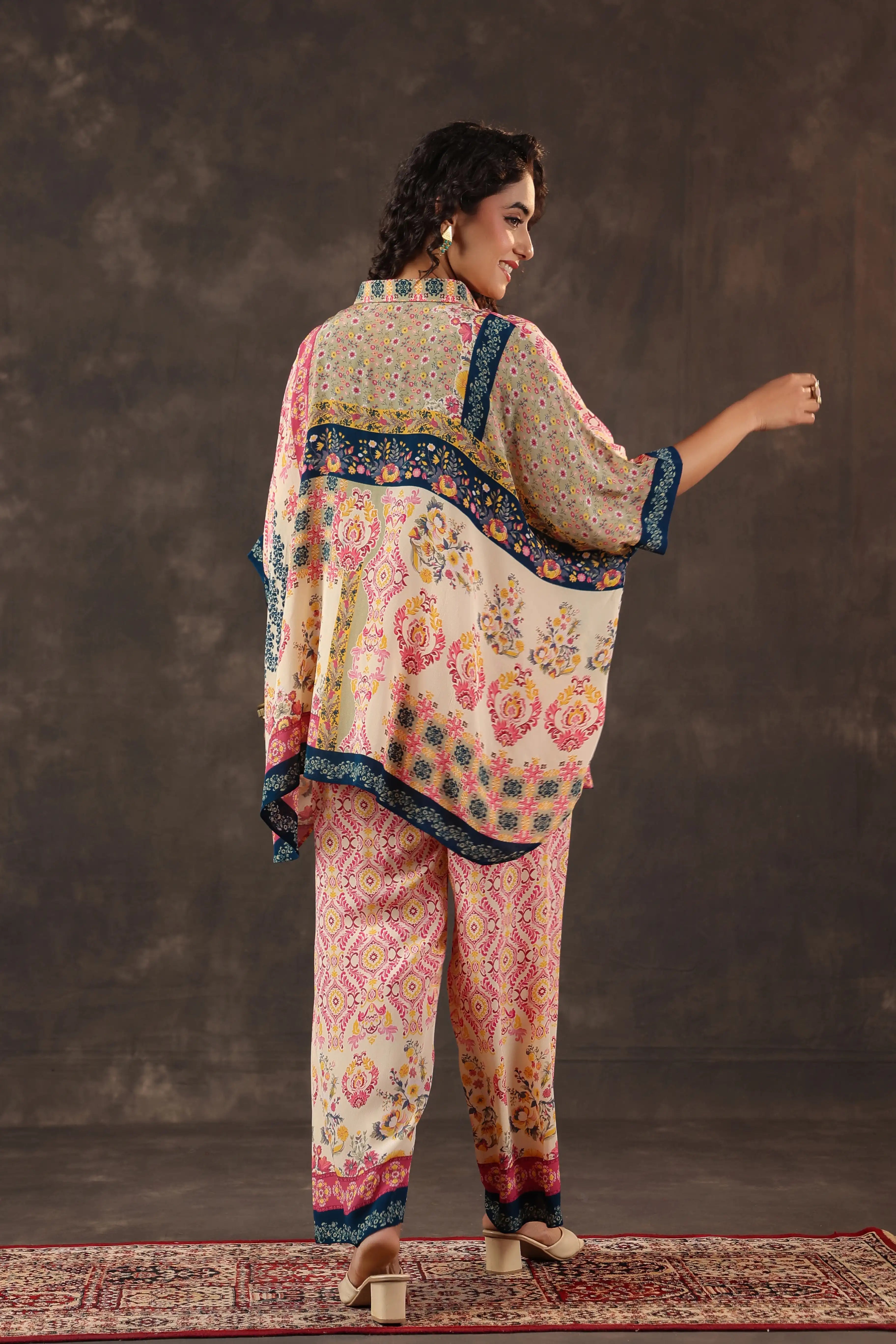 Printed Co-Ord set - Multi - - Multi Material: – Viscose Crepe Top Length :- 32 Inches