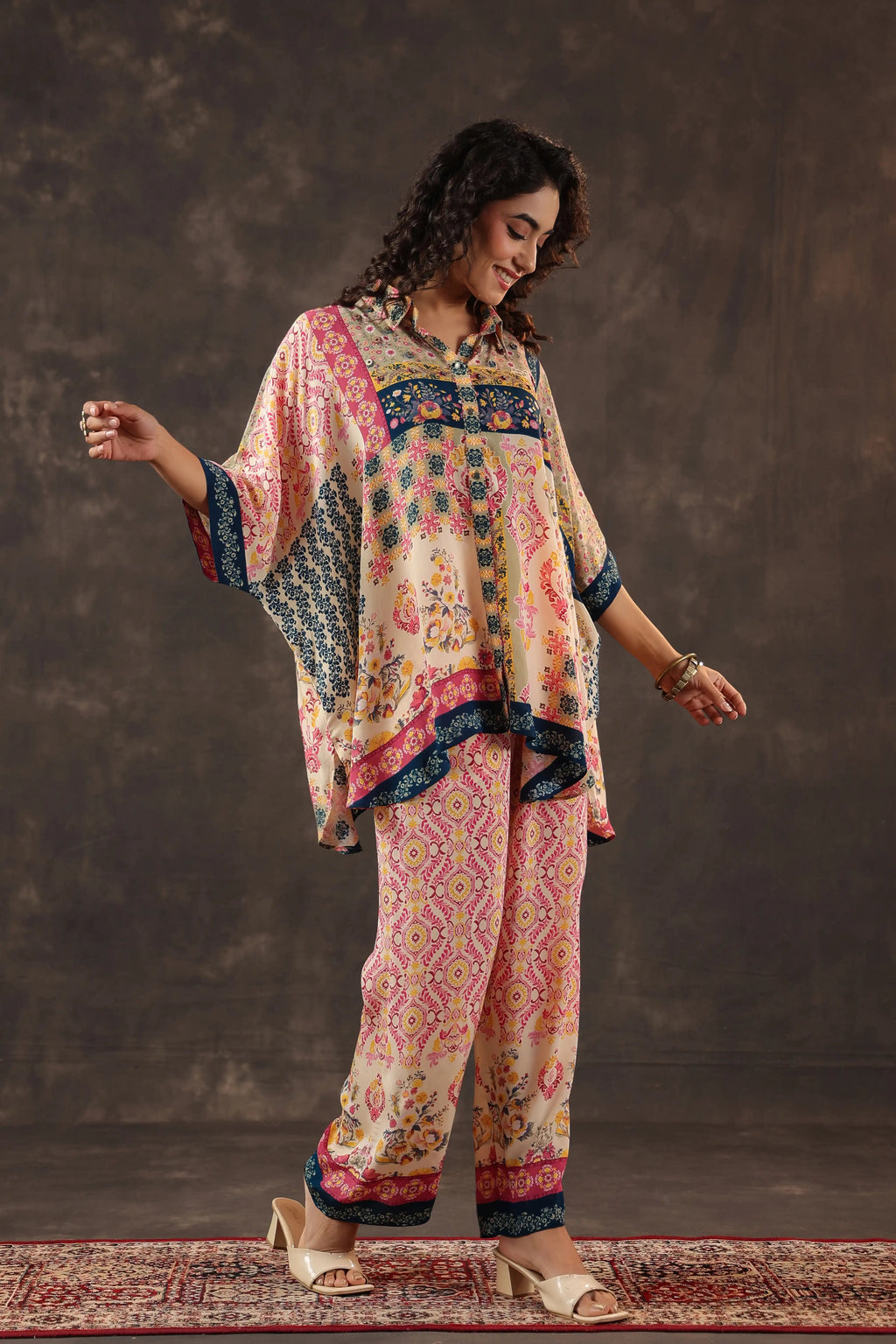 Printed Co-Ord set - Multi - - Multi Material: – Viscose Crepe Top Length :- 32 Inches