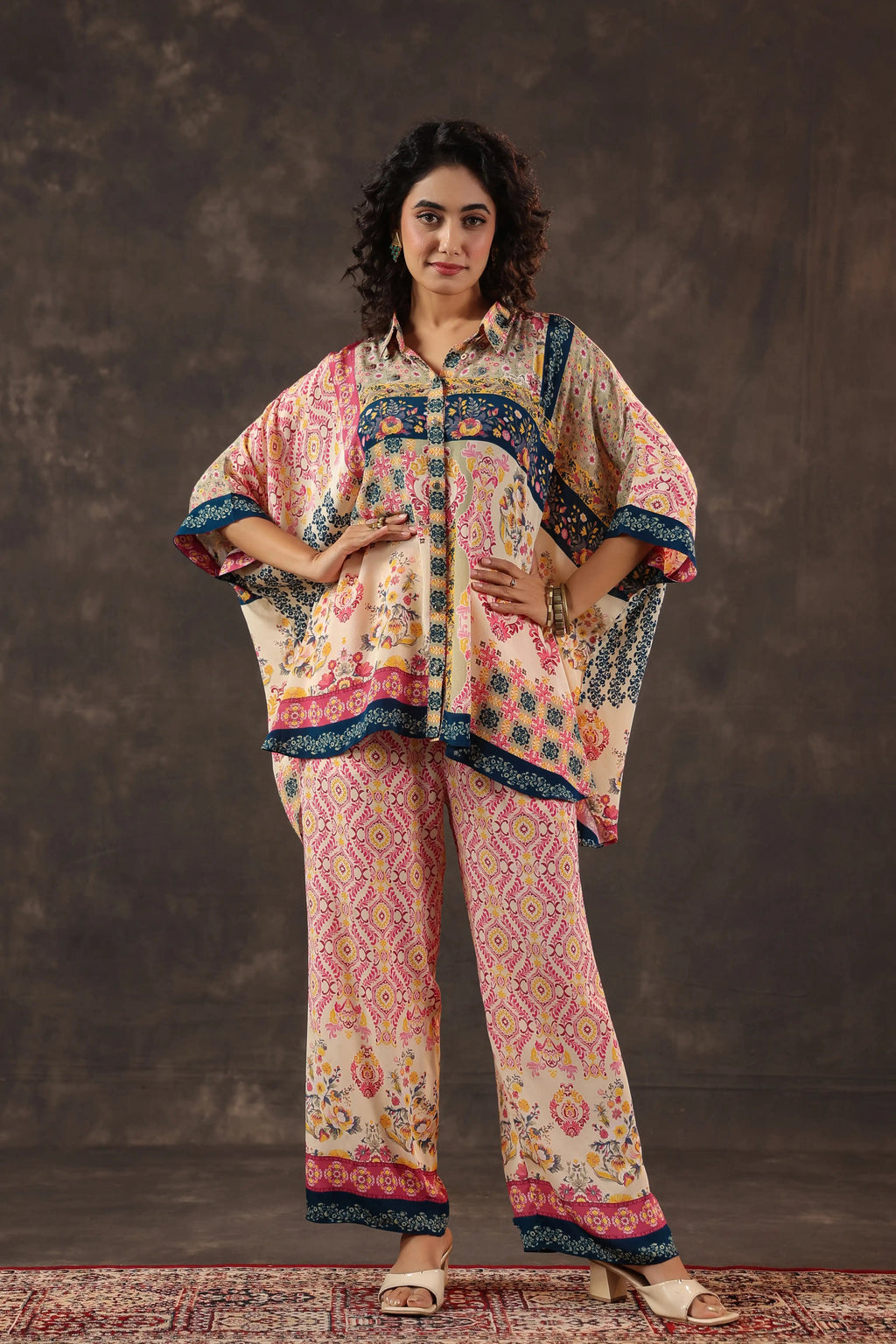 Printed Co-Ord set - Multi - - Multi Material: – Viscose Crepe Top Length :- 32 Inches