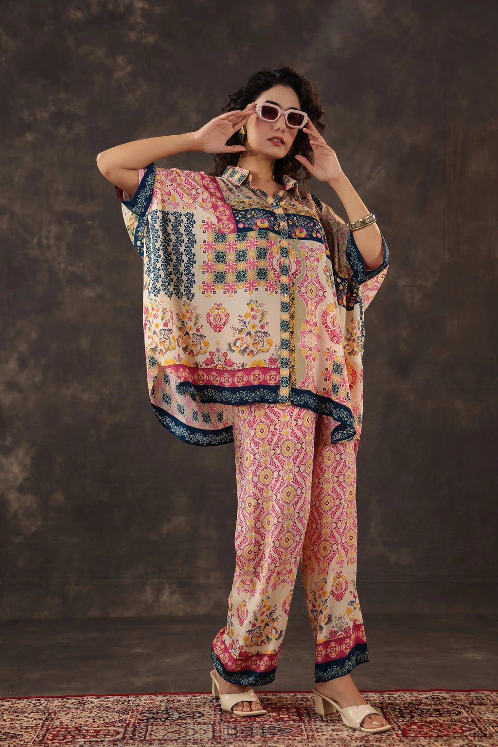 Printed Co-Ord set - Multi - - Multi Material: – Viscose Crepe Top Length :- 32 Inches