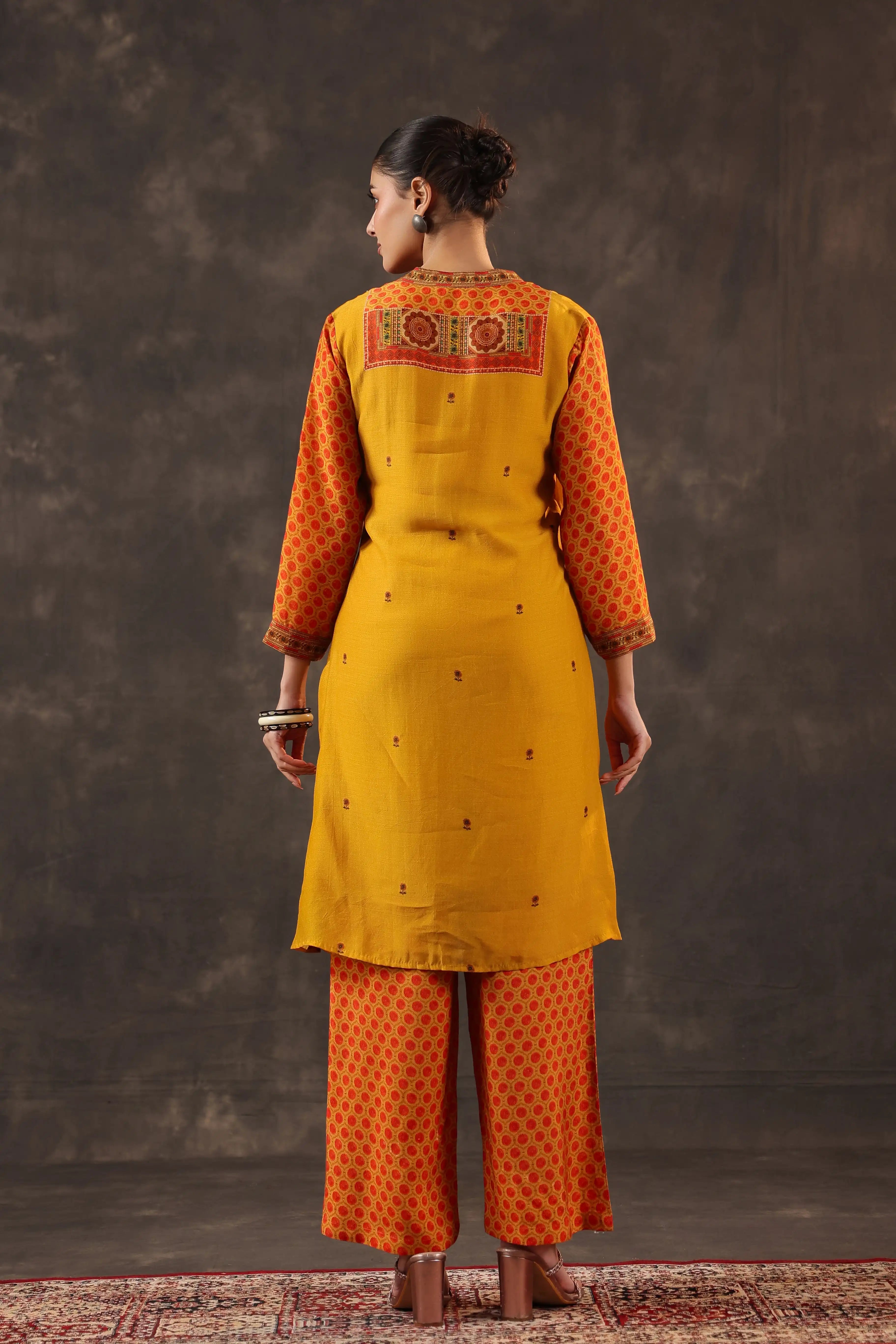 Printed Traditional Kurti - Yellow