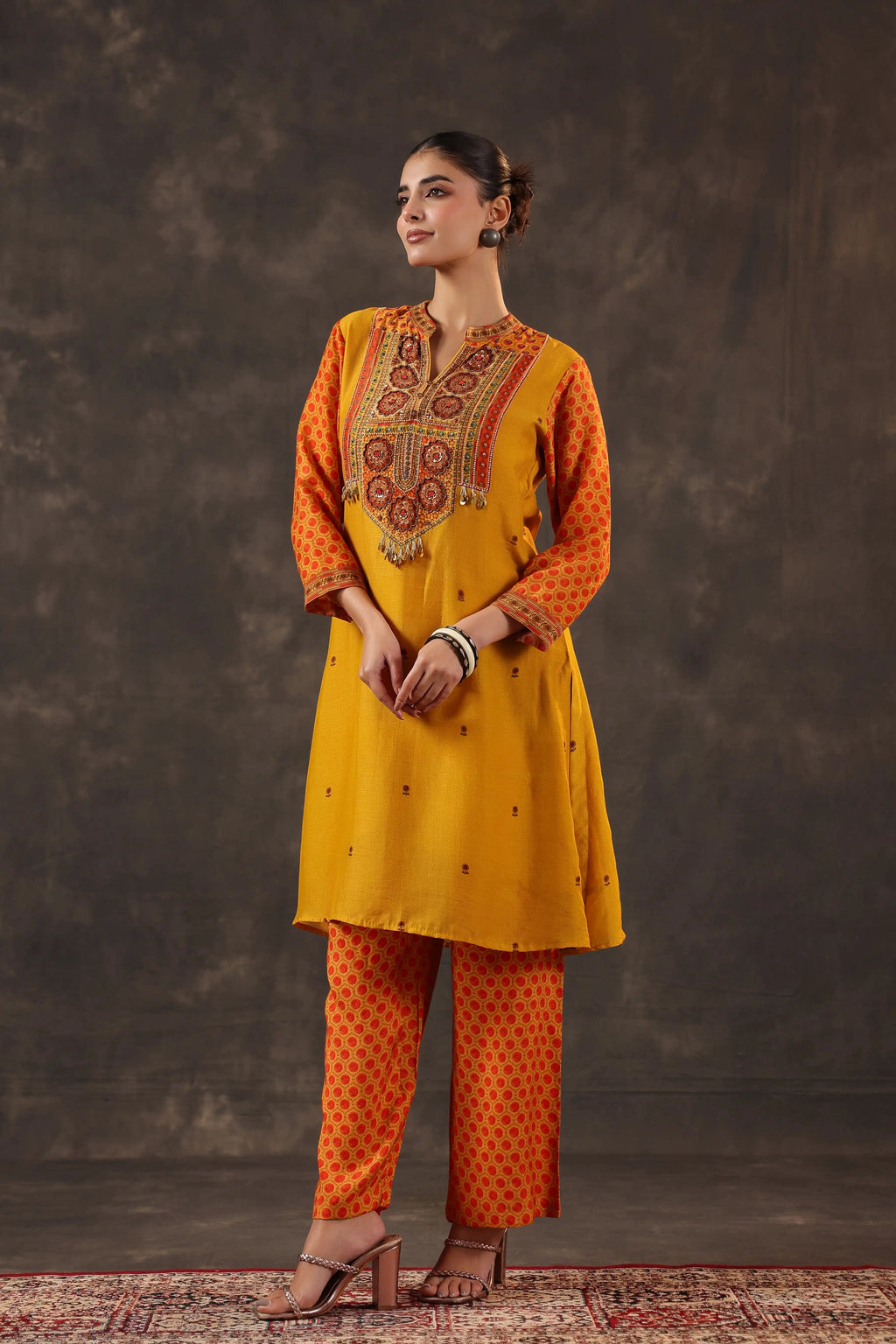 Printed Traditional Kurti - Yellow