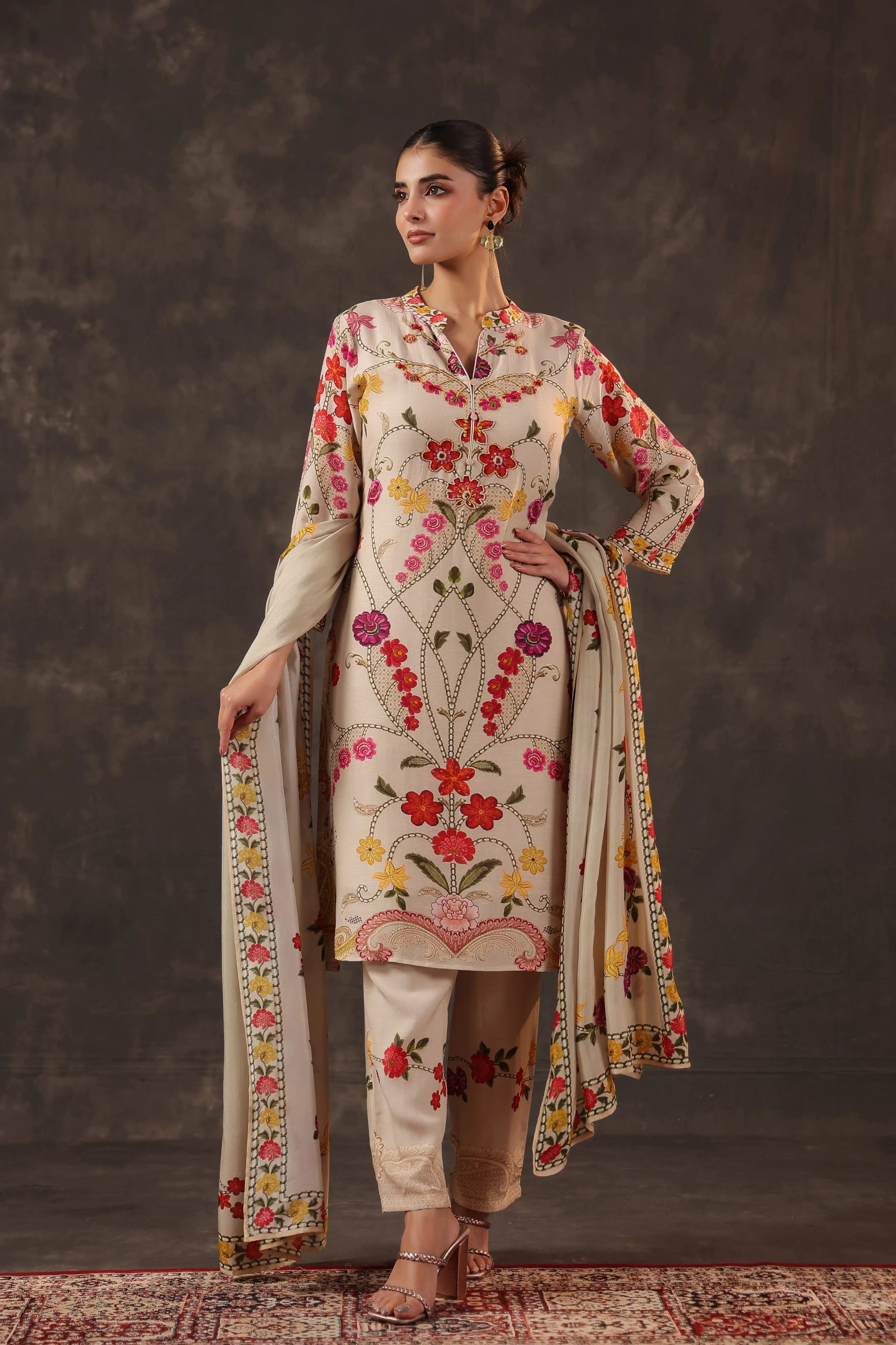 Russian Silk Salwar Kameez Suit Set