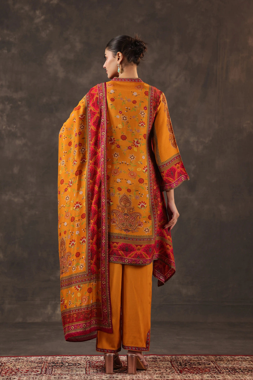 Mustard & Red Salwar Kameez Suit Set