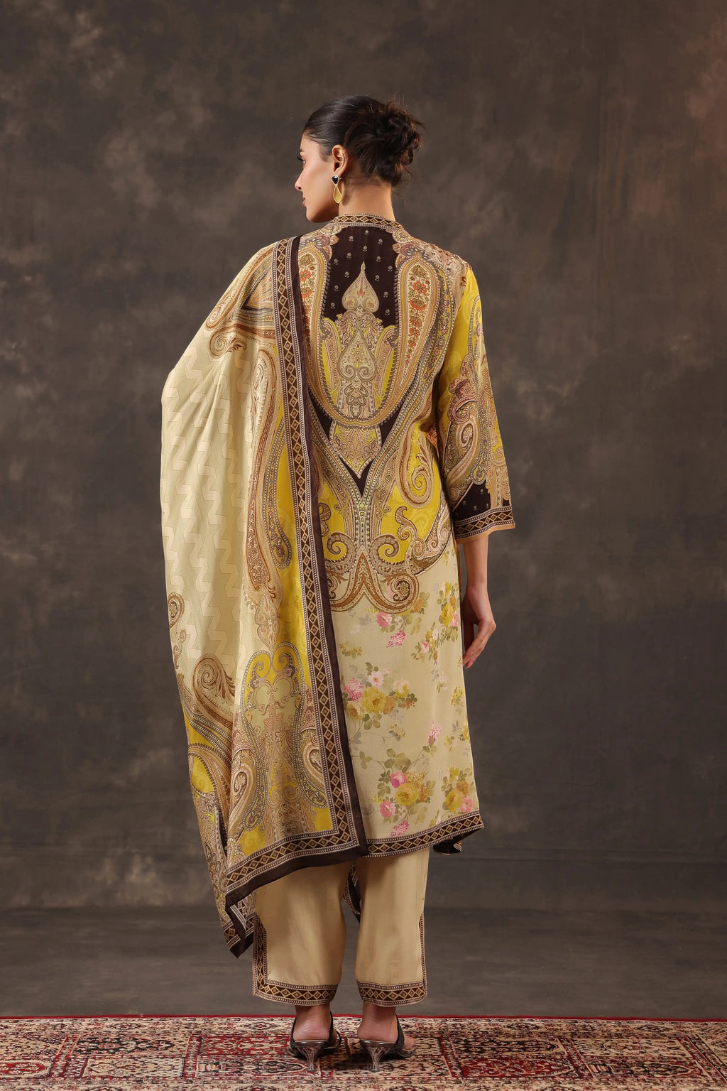 Beige Salwar Kameez Suit Set - - Beige Material: – Top : Viscose Crepe