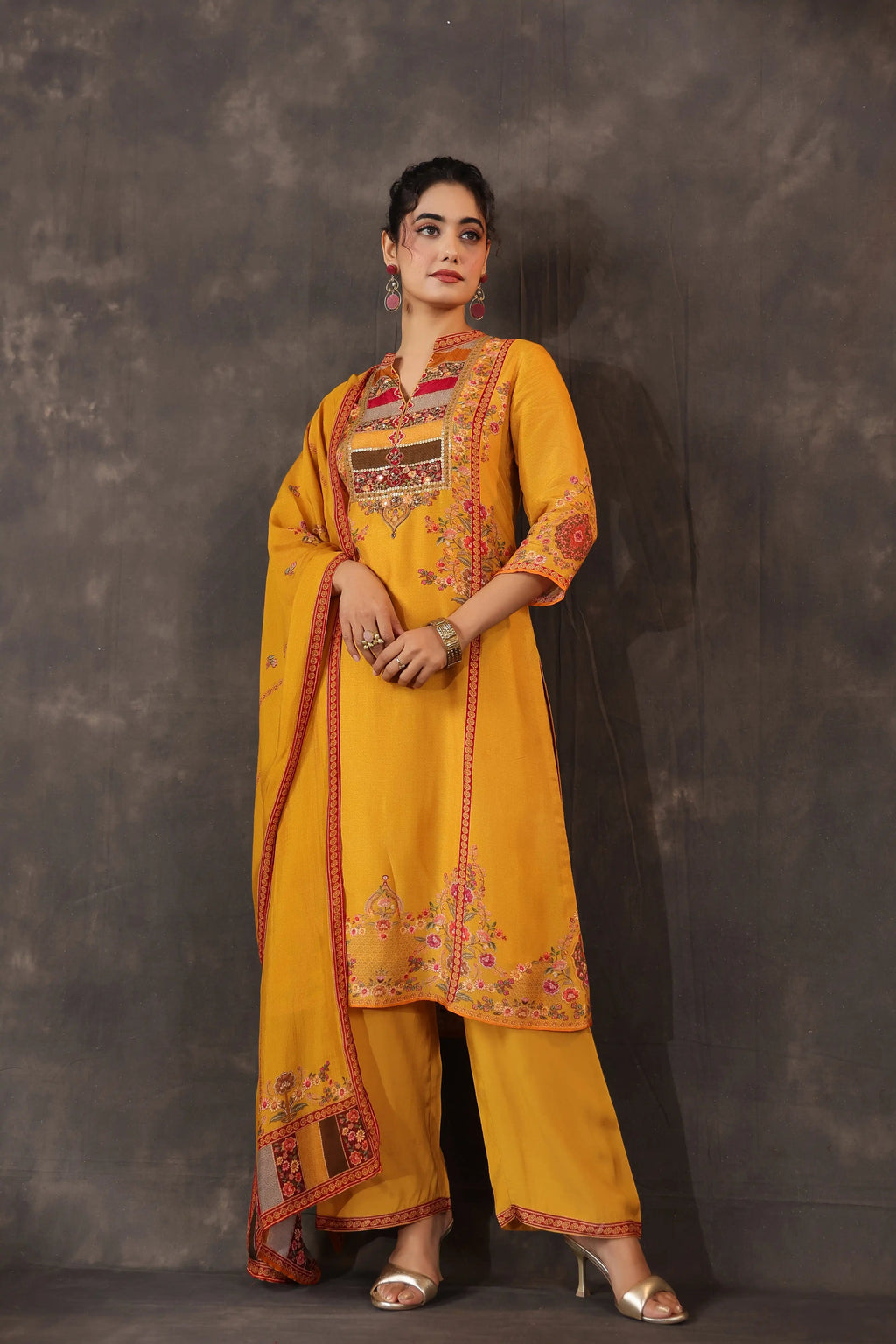 Mustard Salwar Kameez Suit Set