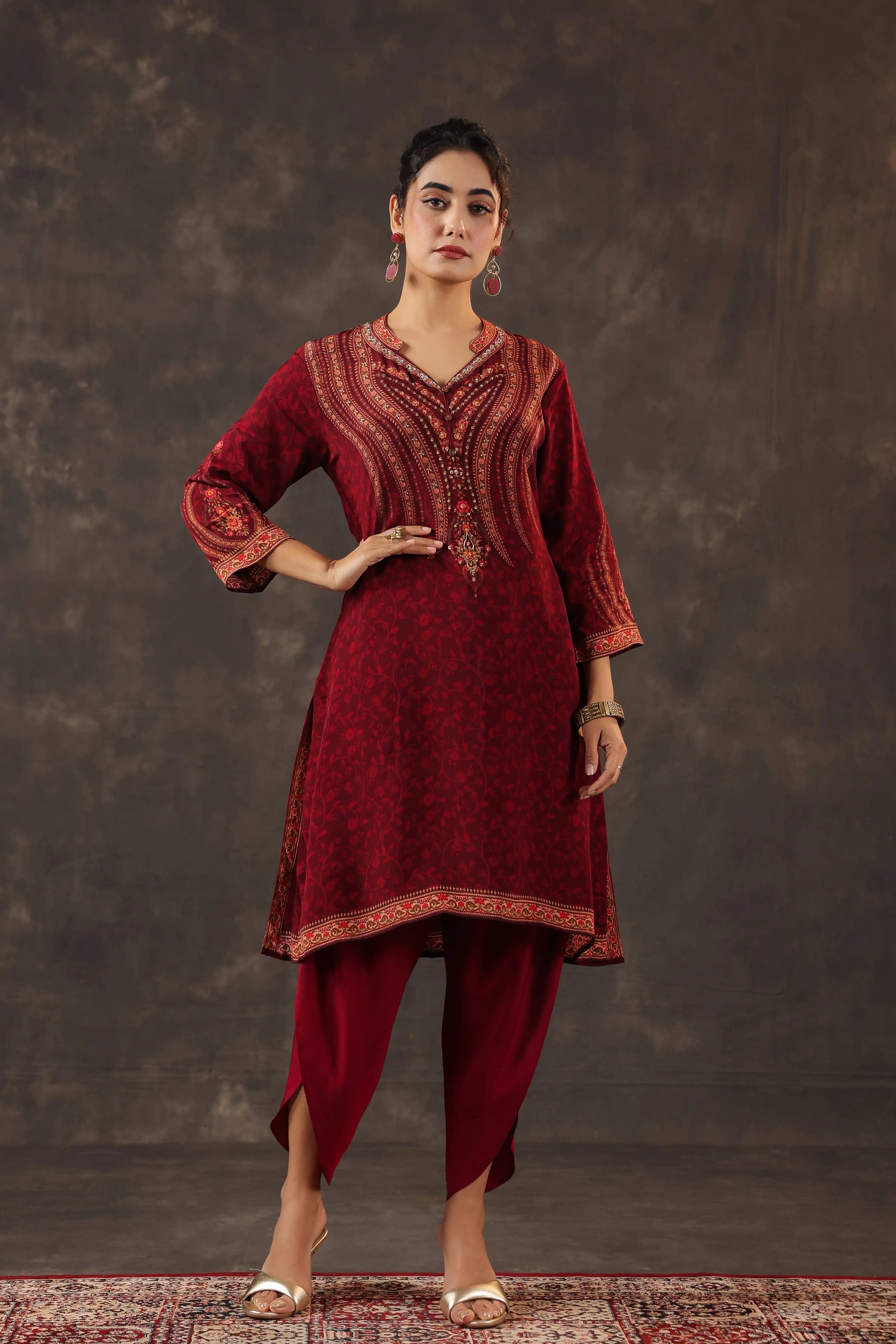 Traditional Kurti - Maroon