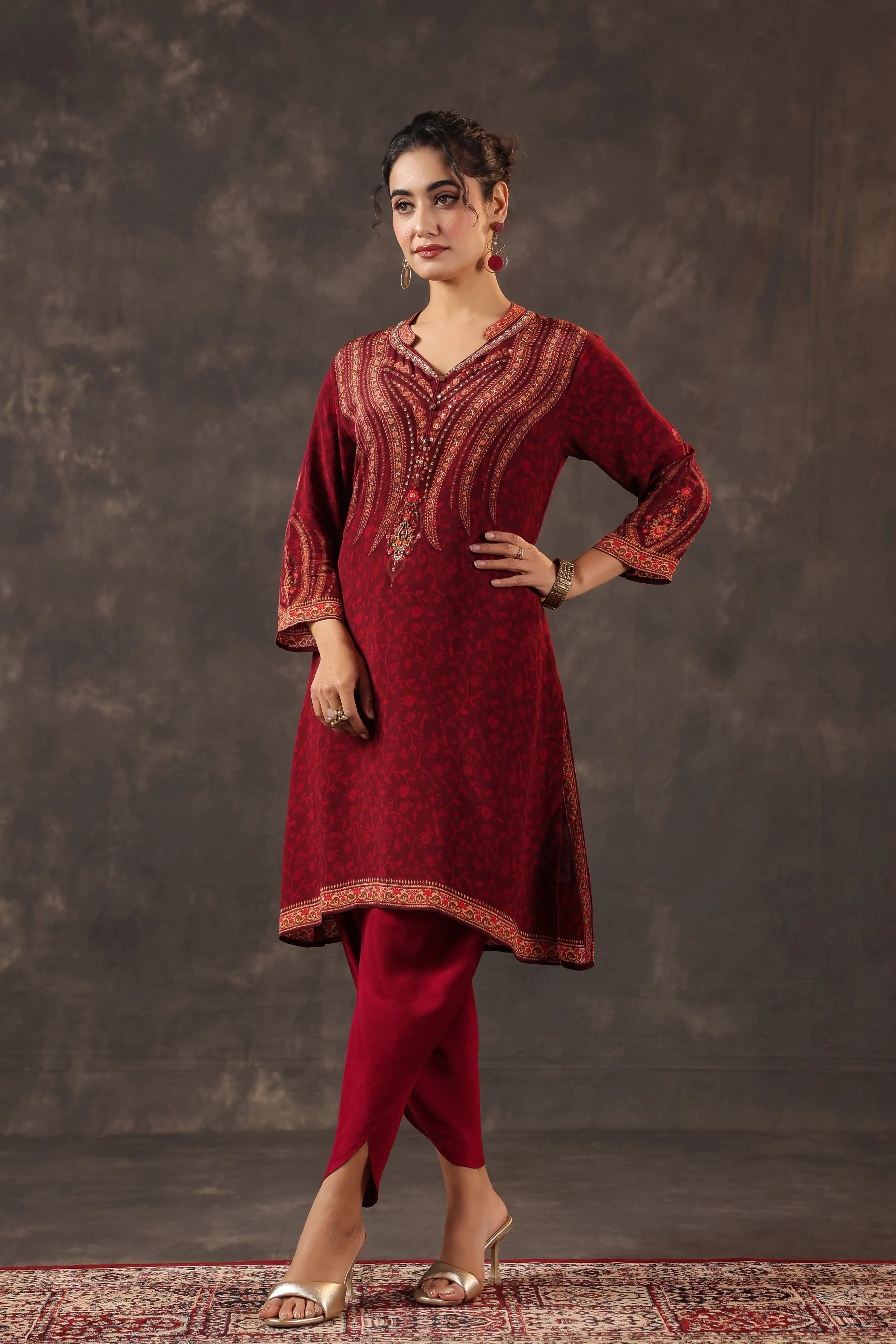 Traditional Kurti - Maroon