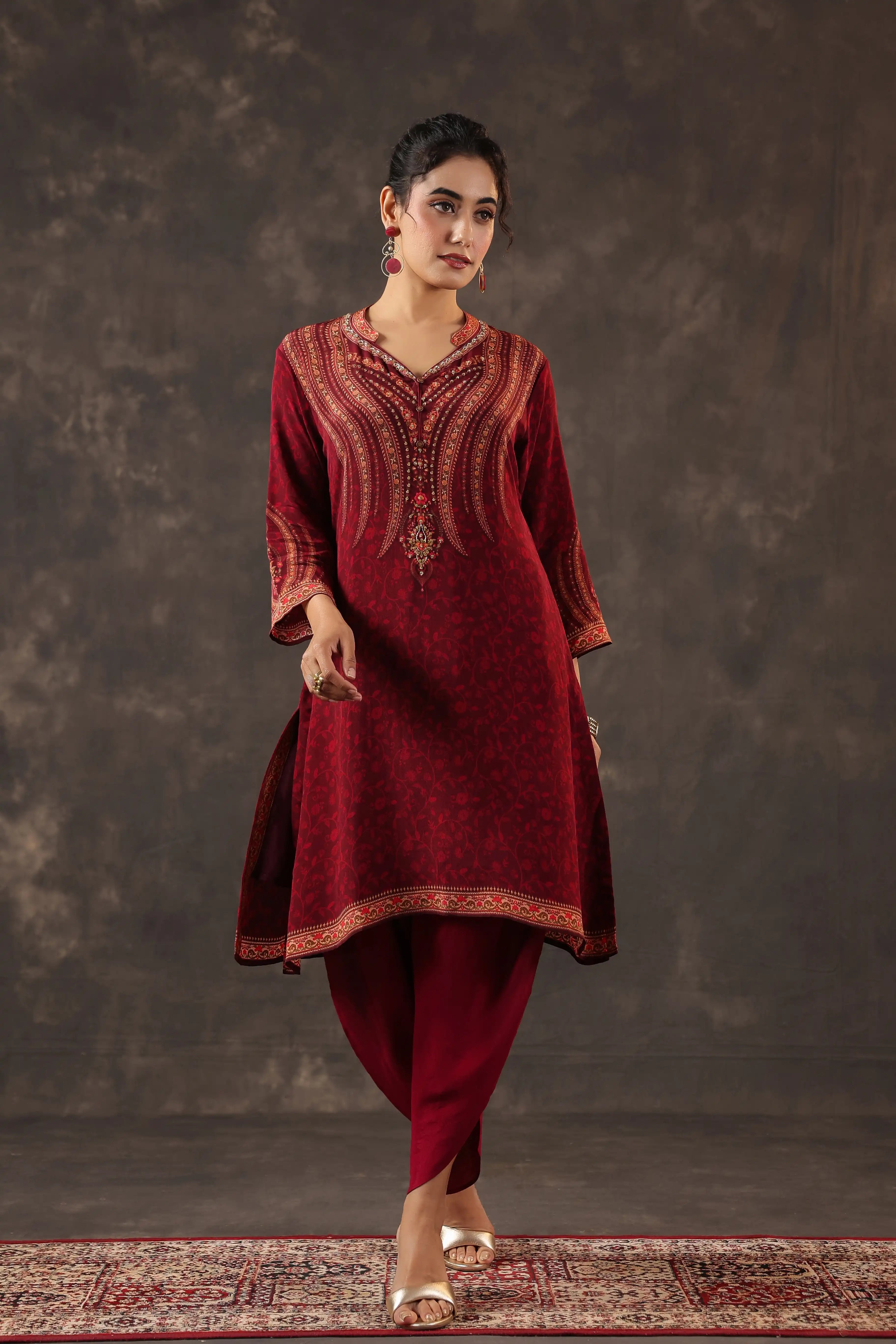 Traditional Kurti - Maroon