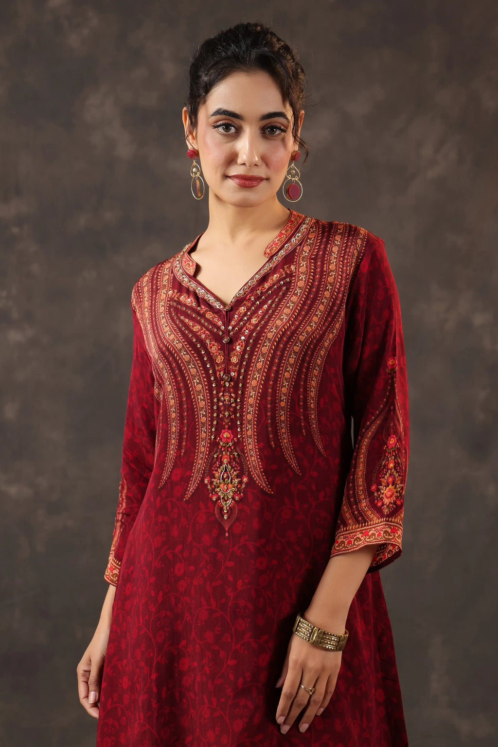 Traditional Kurti - Maroon