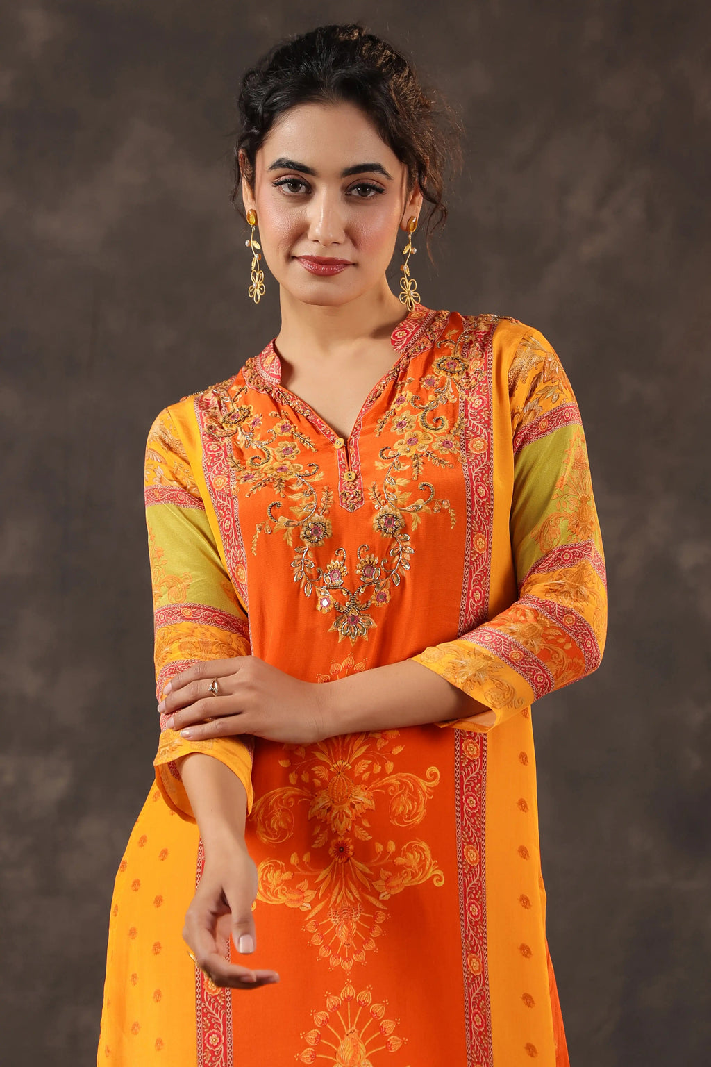 Printed Kurti - Orange