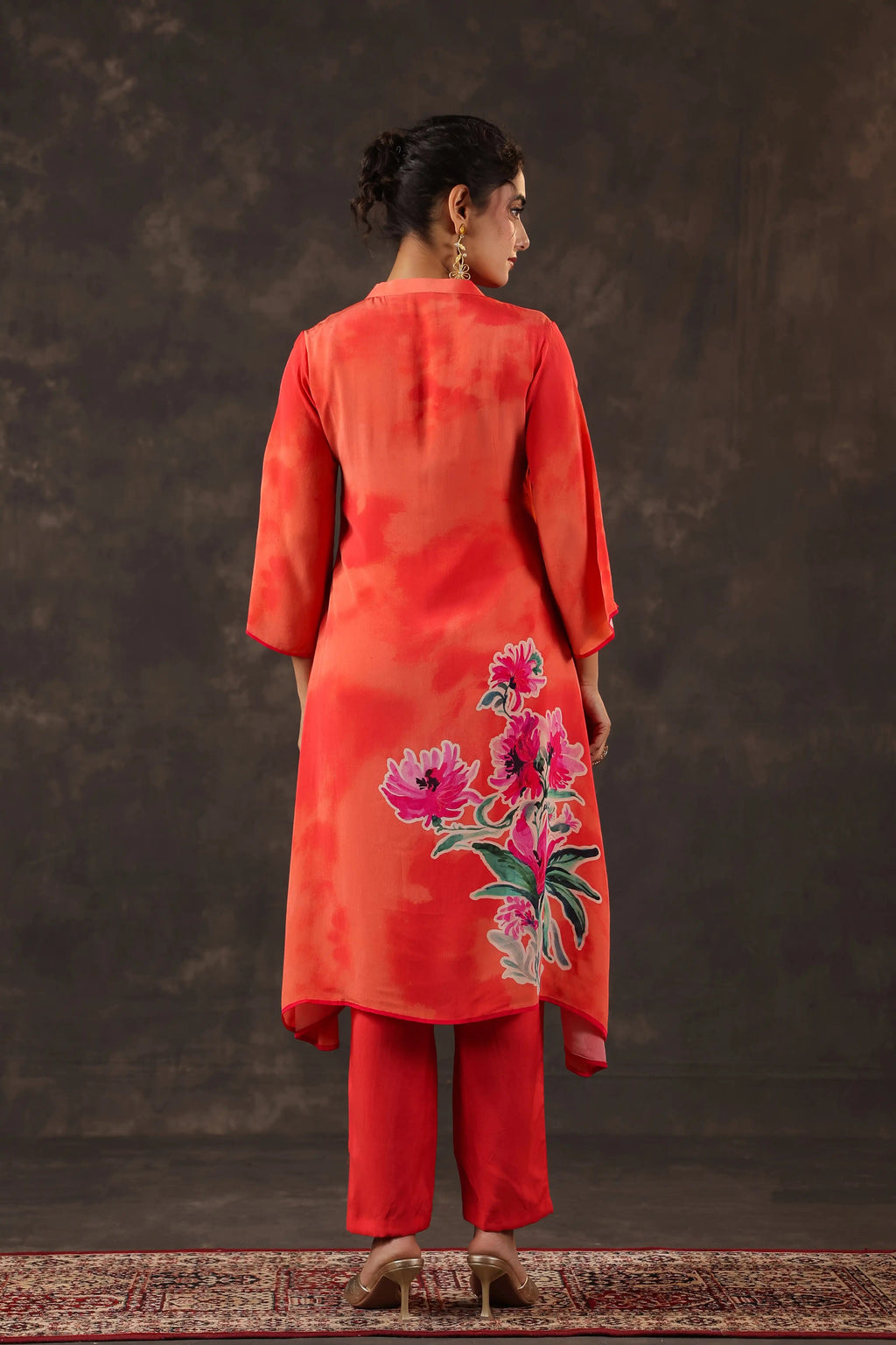 Printed Floral Kurti - Orange