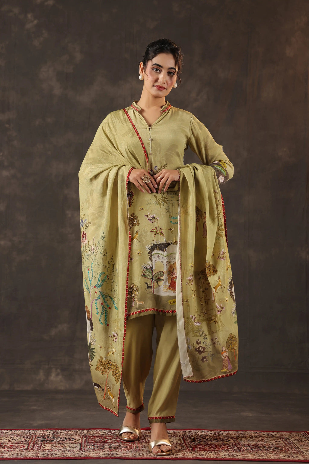 Olive Green Salwar Kameez Suit Set