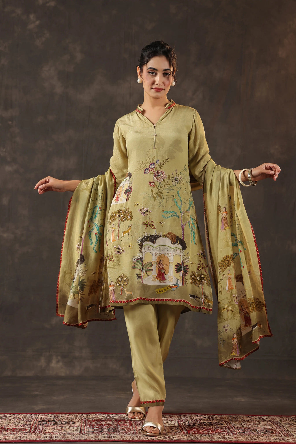Olive Green Salwar Kameez Suit Set