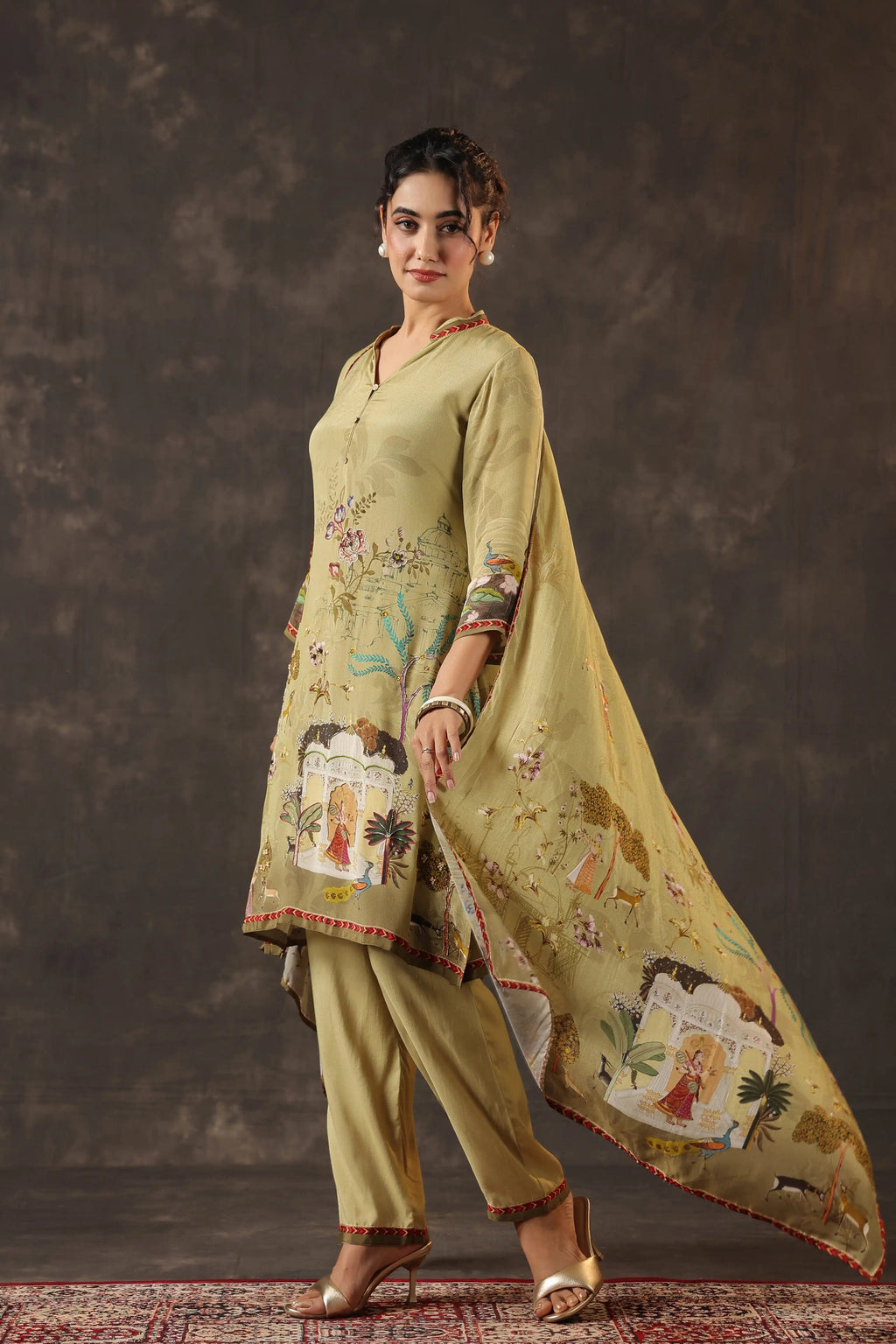 Olive Green Salwar Kameez Suit Set