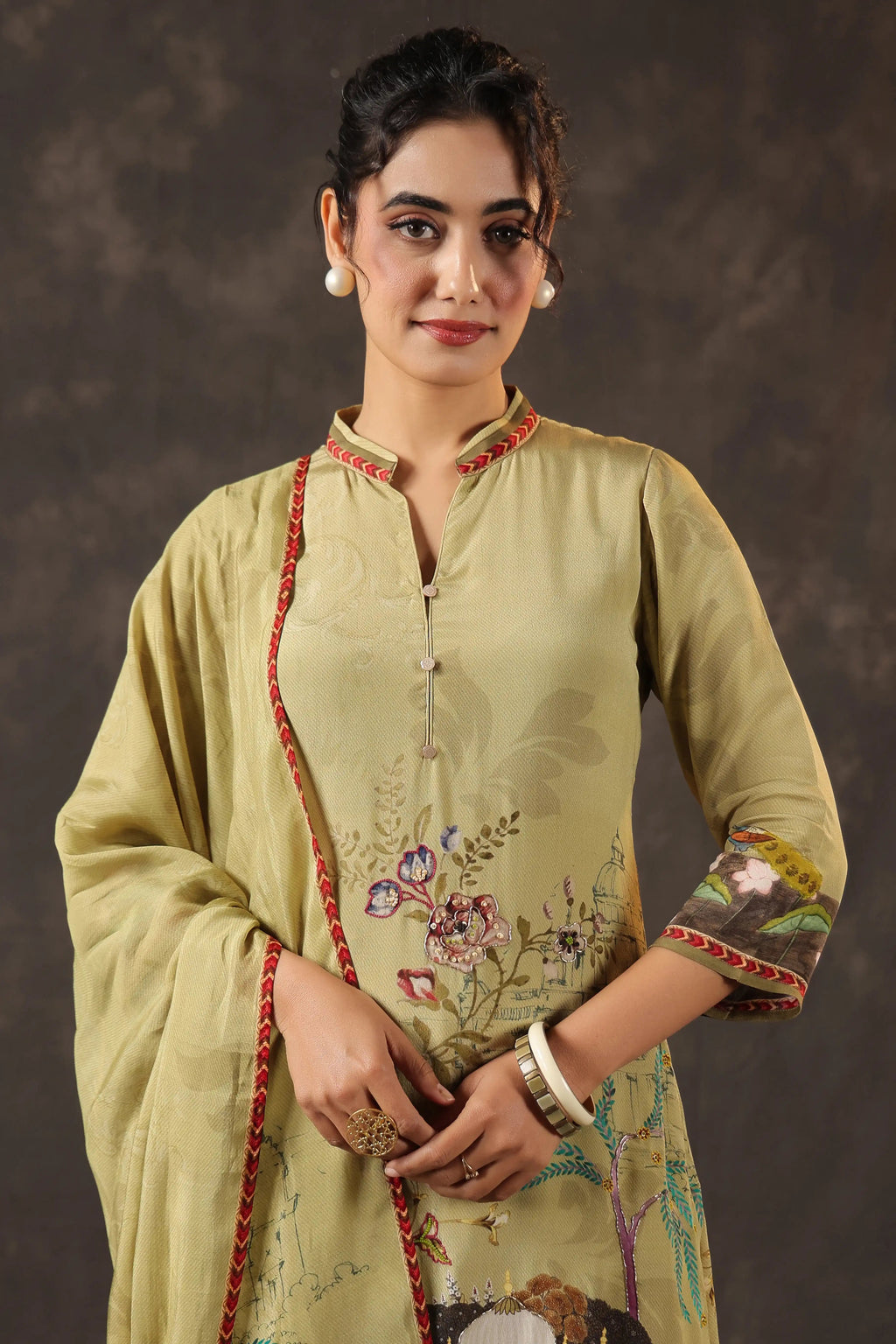 Olive Green Salwar Kameez Suit Set