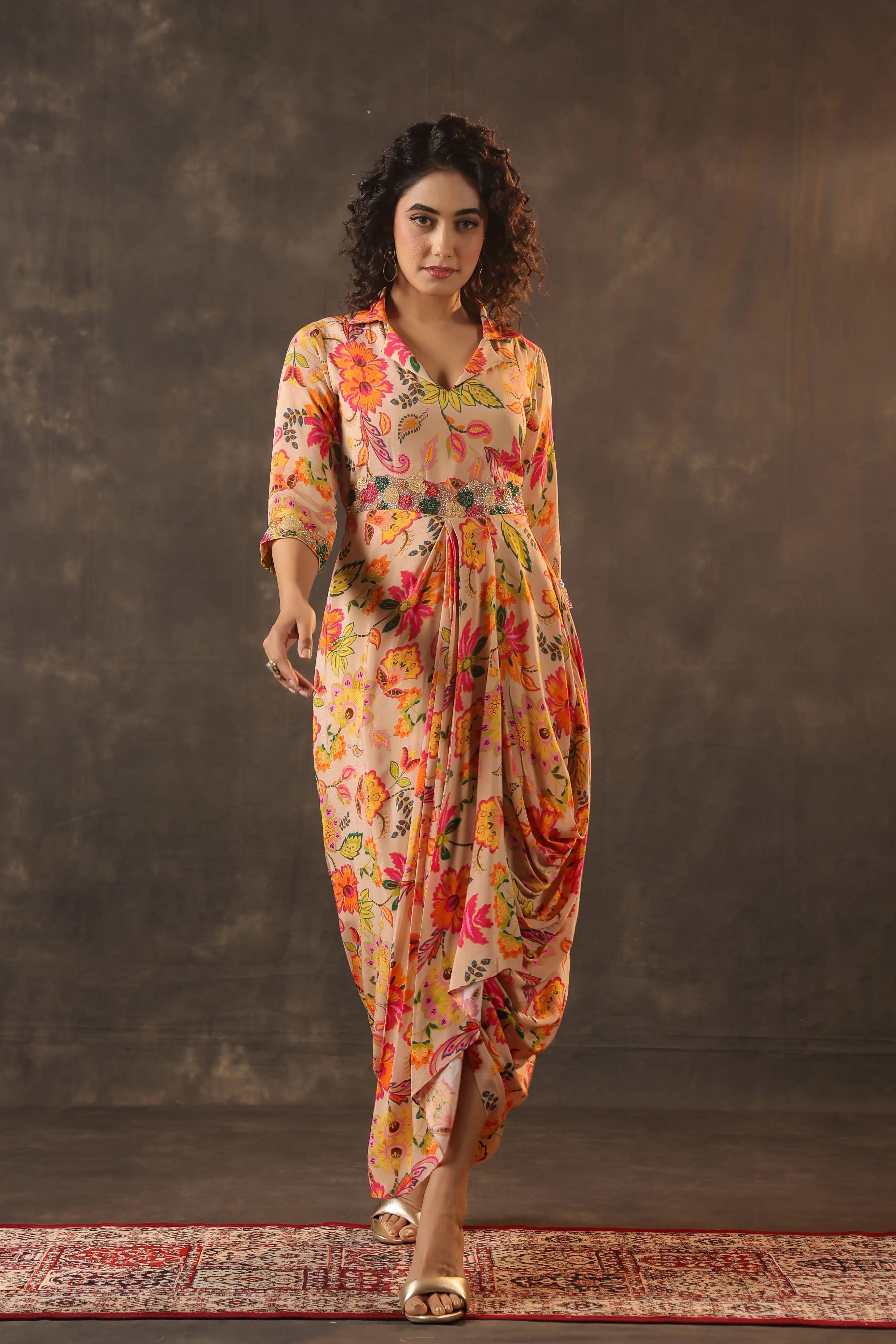 Printed Drape Dress - Multi