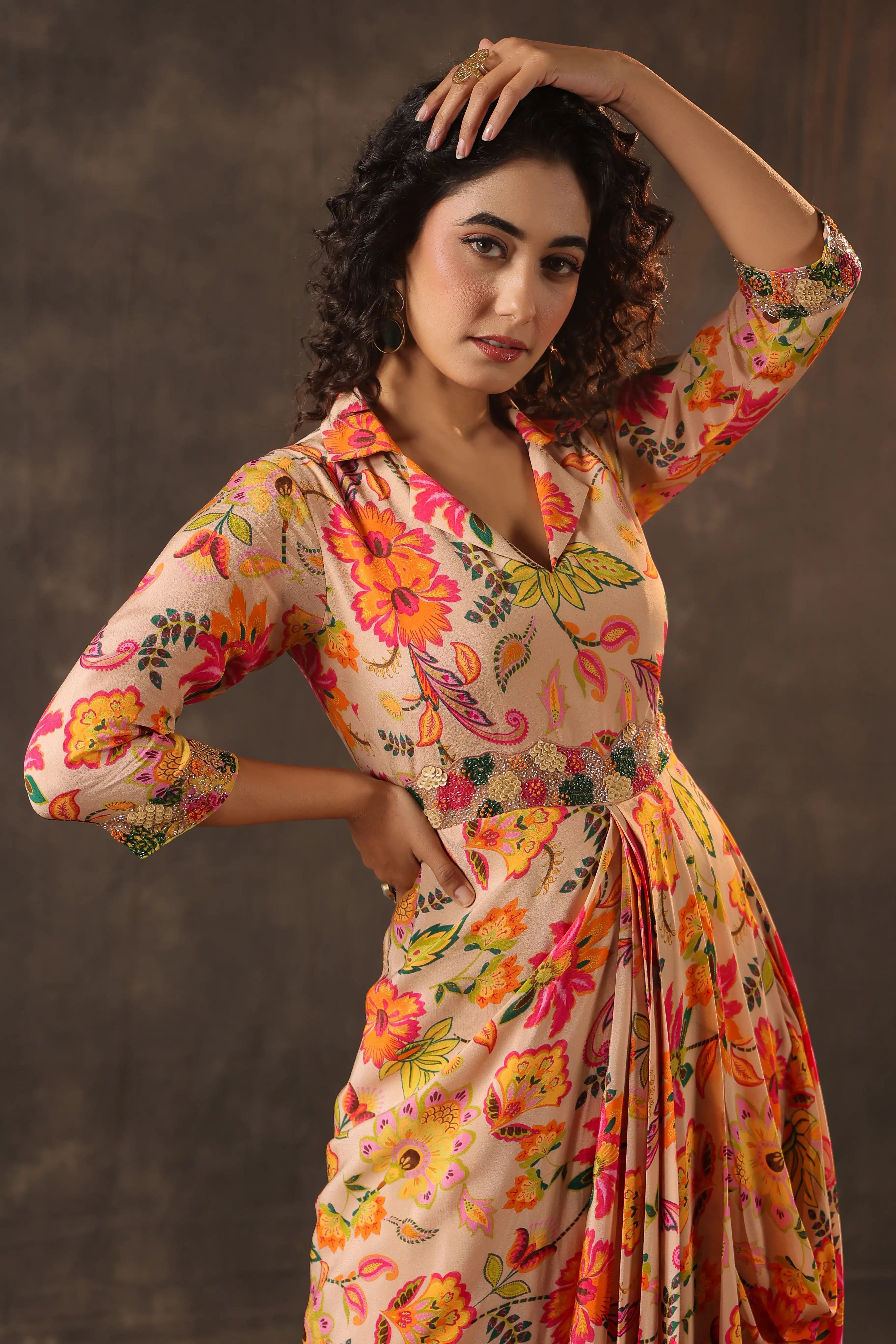 Printed Drape Dress - Multi