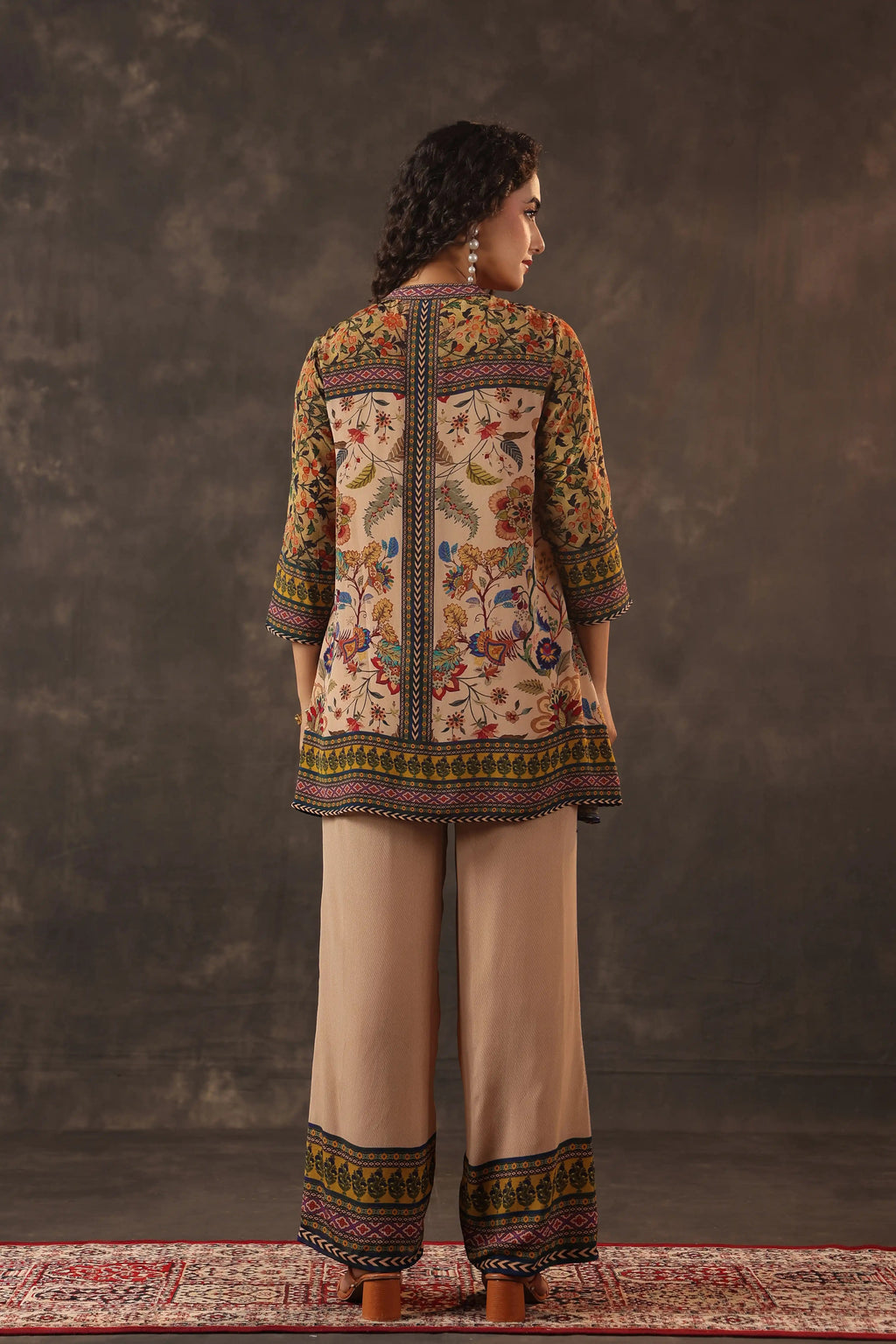 Printed Co-Ord - Multi - - Multi Material: – Viscose Crepe Top Length :- 32 Inches