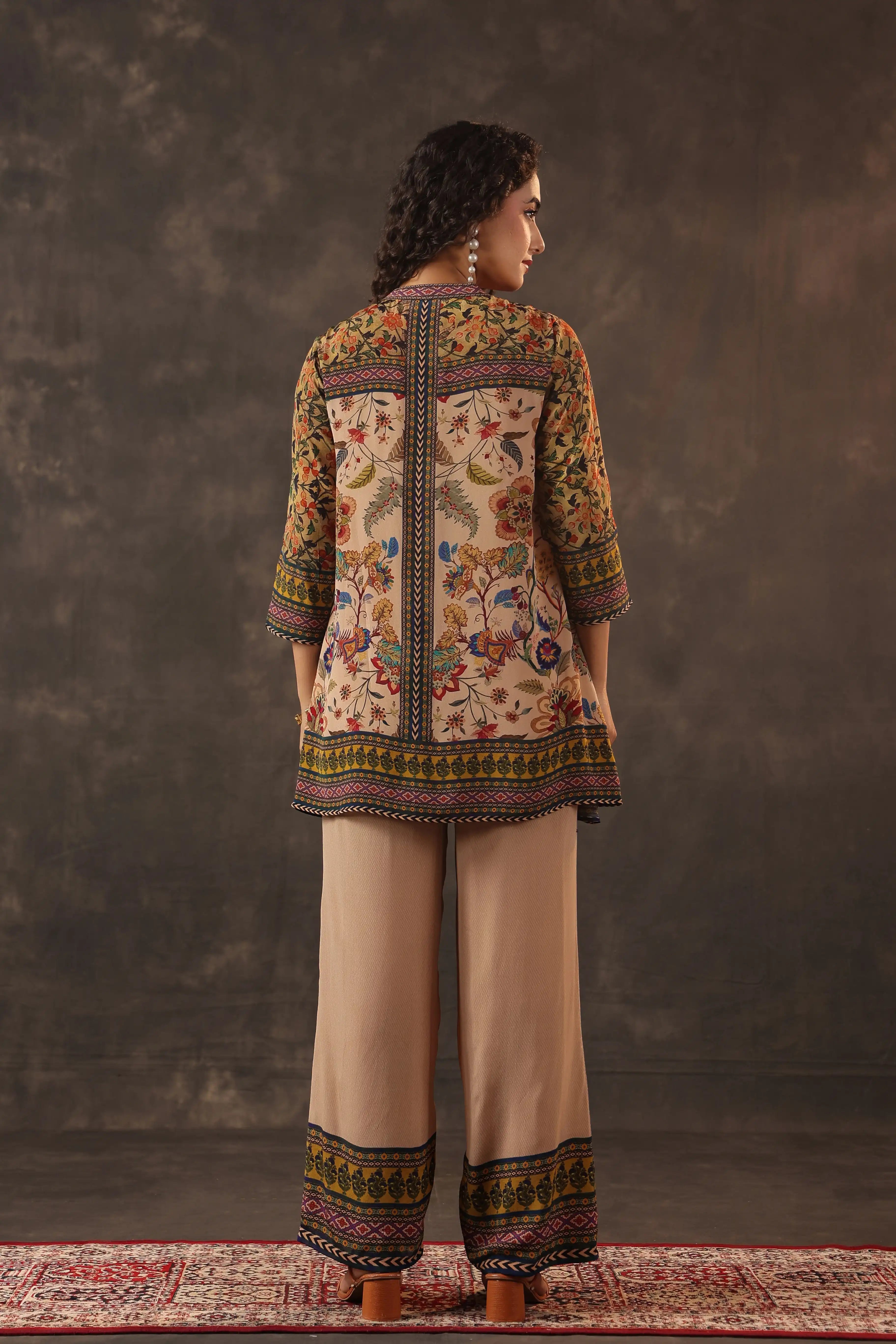 Printed Co-Ord - Multi - - Multi Material: – Viscose Crepe Top Length :- 32 Inches