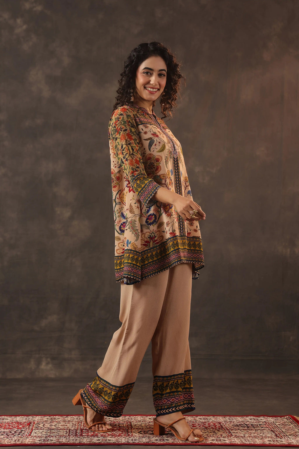 Printed Co-Ord - Multi - - Multi Material: – Viscose Crepe Top Length :- 32 Inches