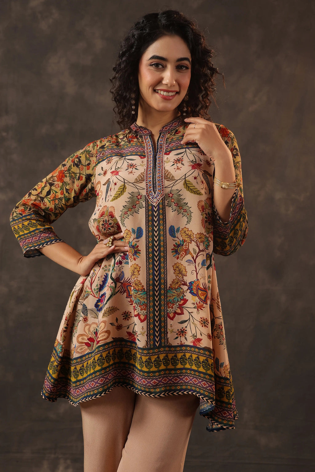 Printed Co-Ord - Multi - - Multi Material: – Viscose Crepe Top Length :- 32 Inches