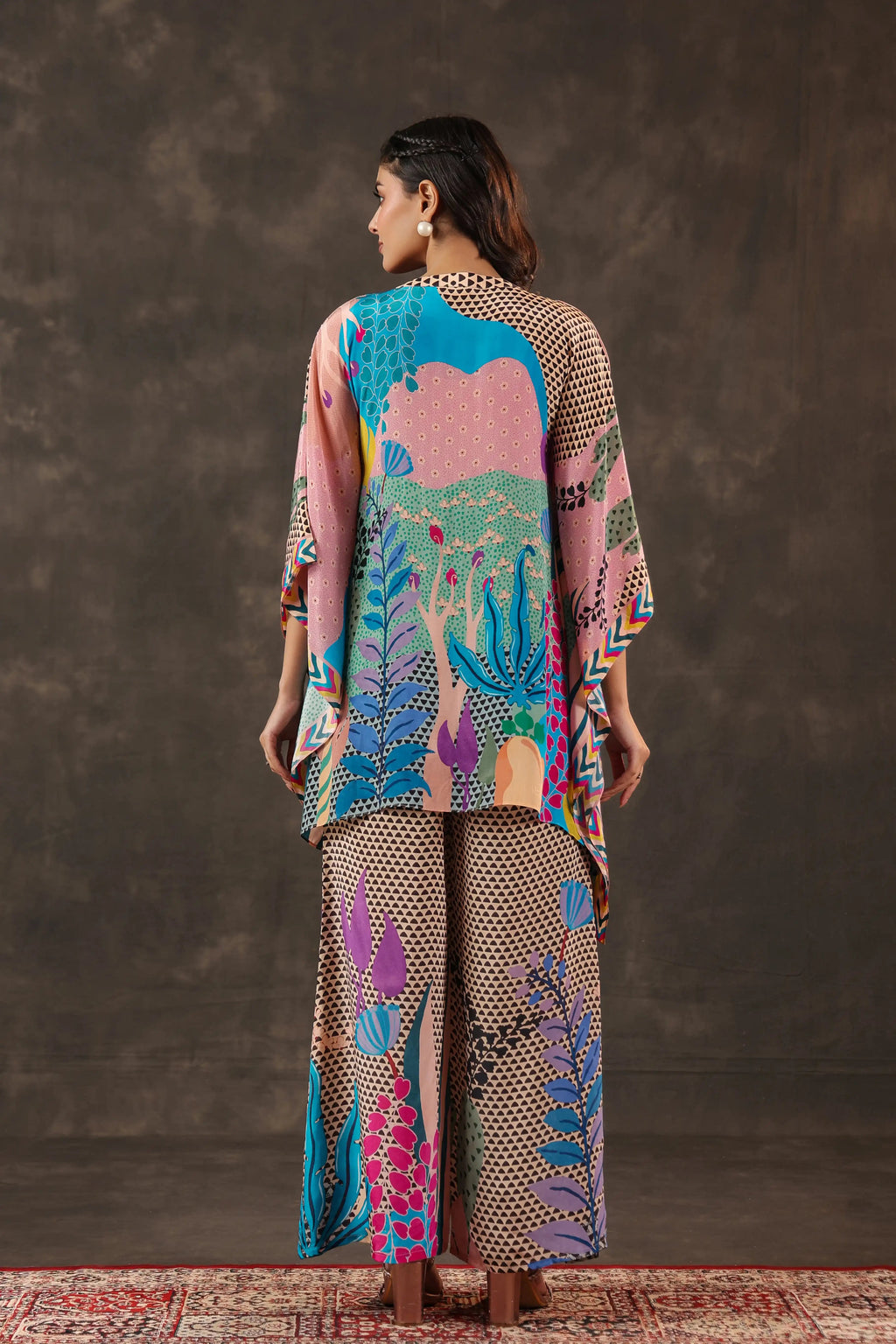 Printed Co-Ord set - Multi - - Multi Material: – Viscose Crepe Top Length :- 32 Inches