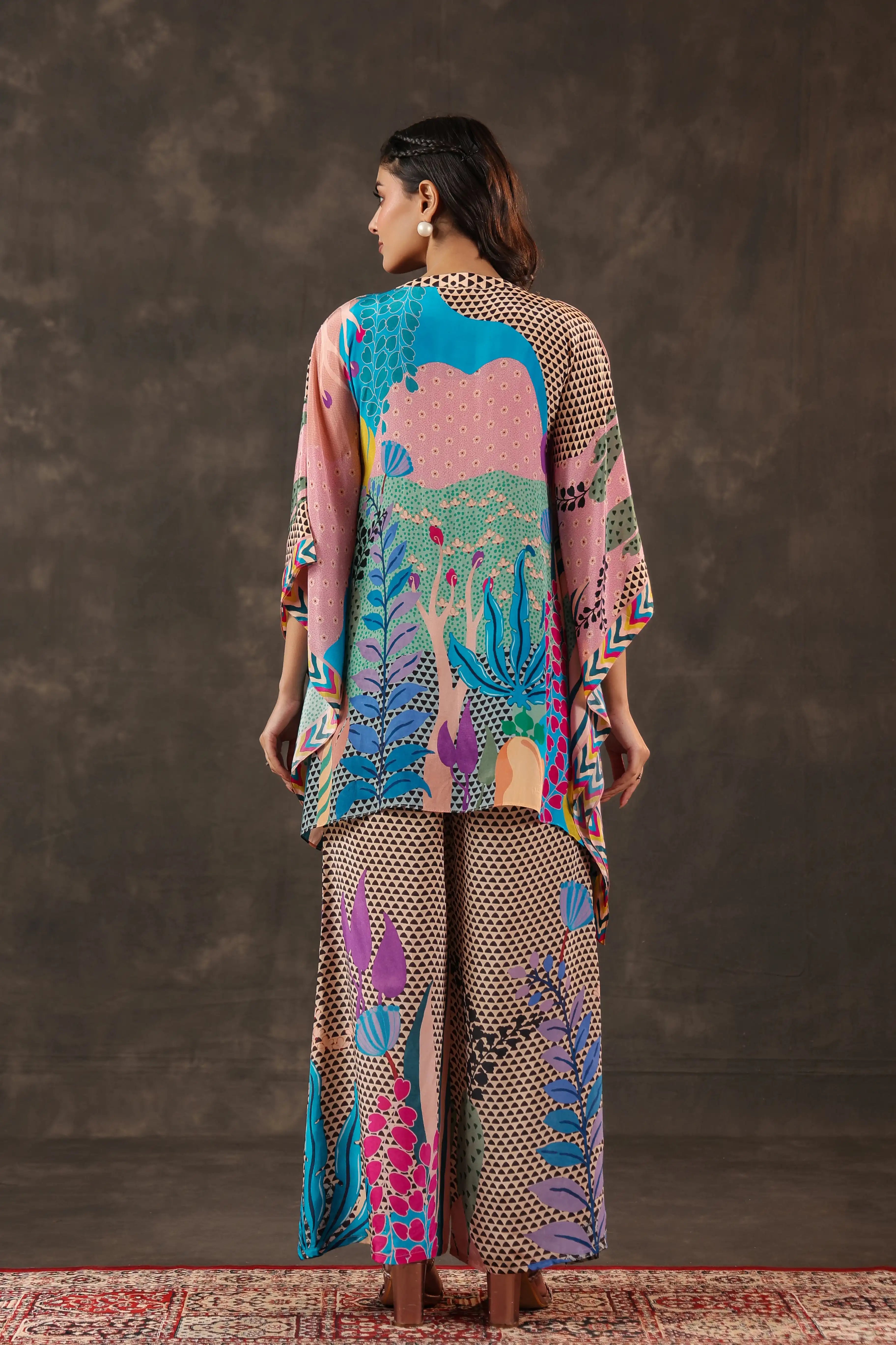 Printed Co-Ord set - Multi - - Multi Material: – Viscose Crepe Top Length :- 32 Inches