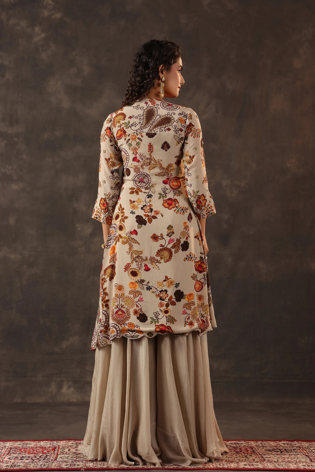 Printed Gown - Beige