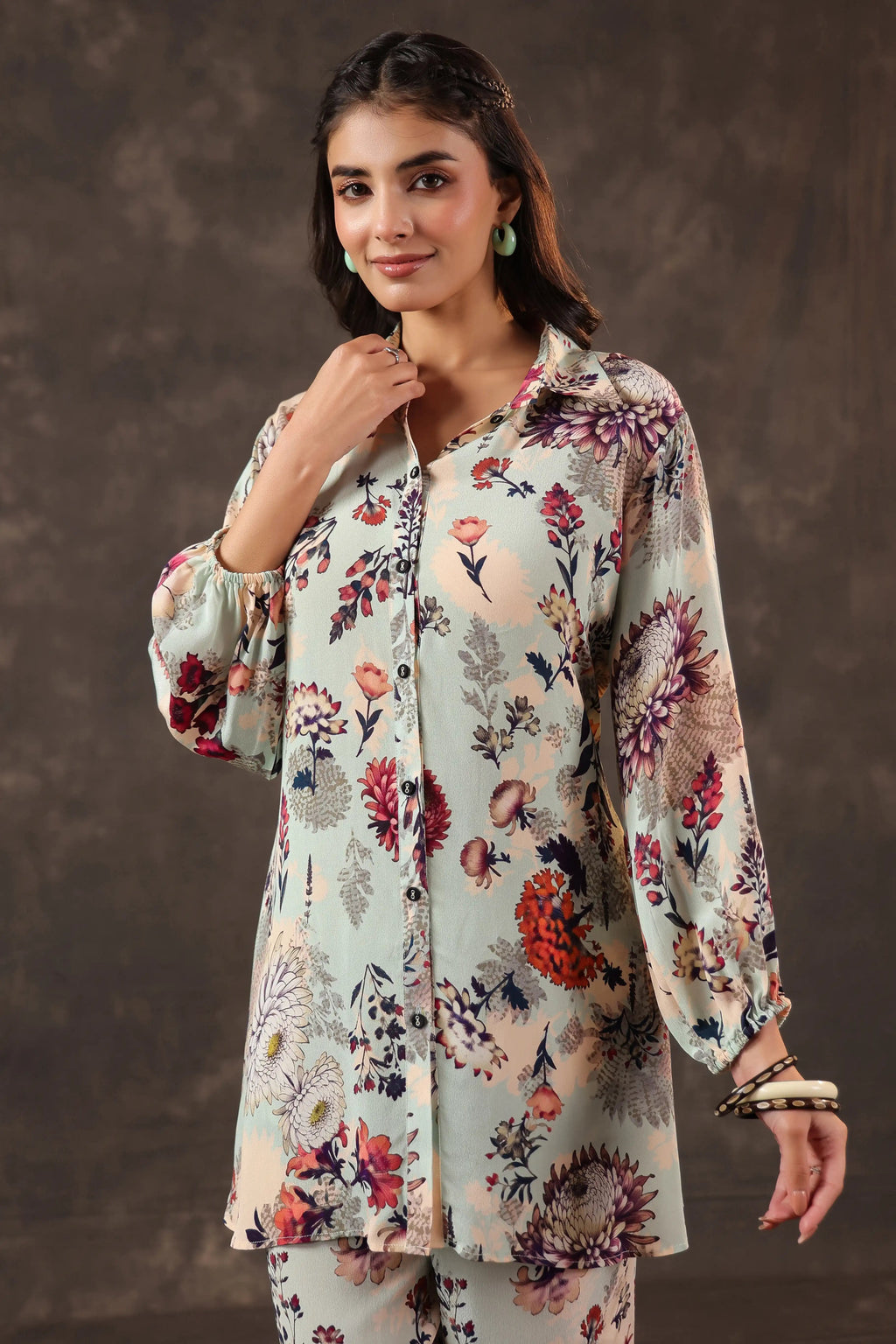 Printed Co-Ord set - Multi - - Multi Material:– Viscose Crepe Top Length :- 32 Inches