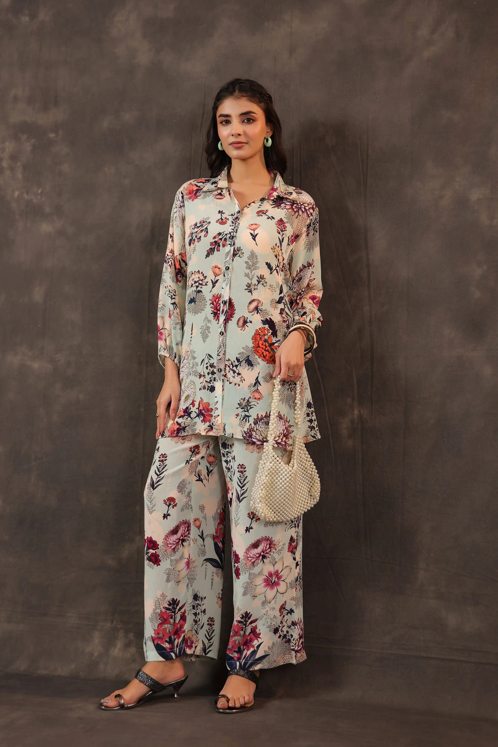 Printed Co-Ord set - Multi - - Multi Material:– Viscose Crepe Top Length :- 32 Inches