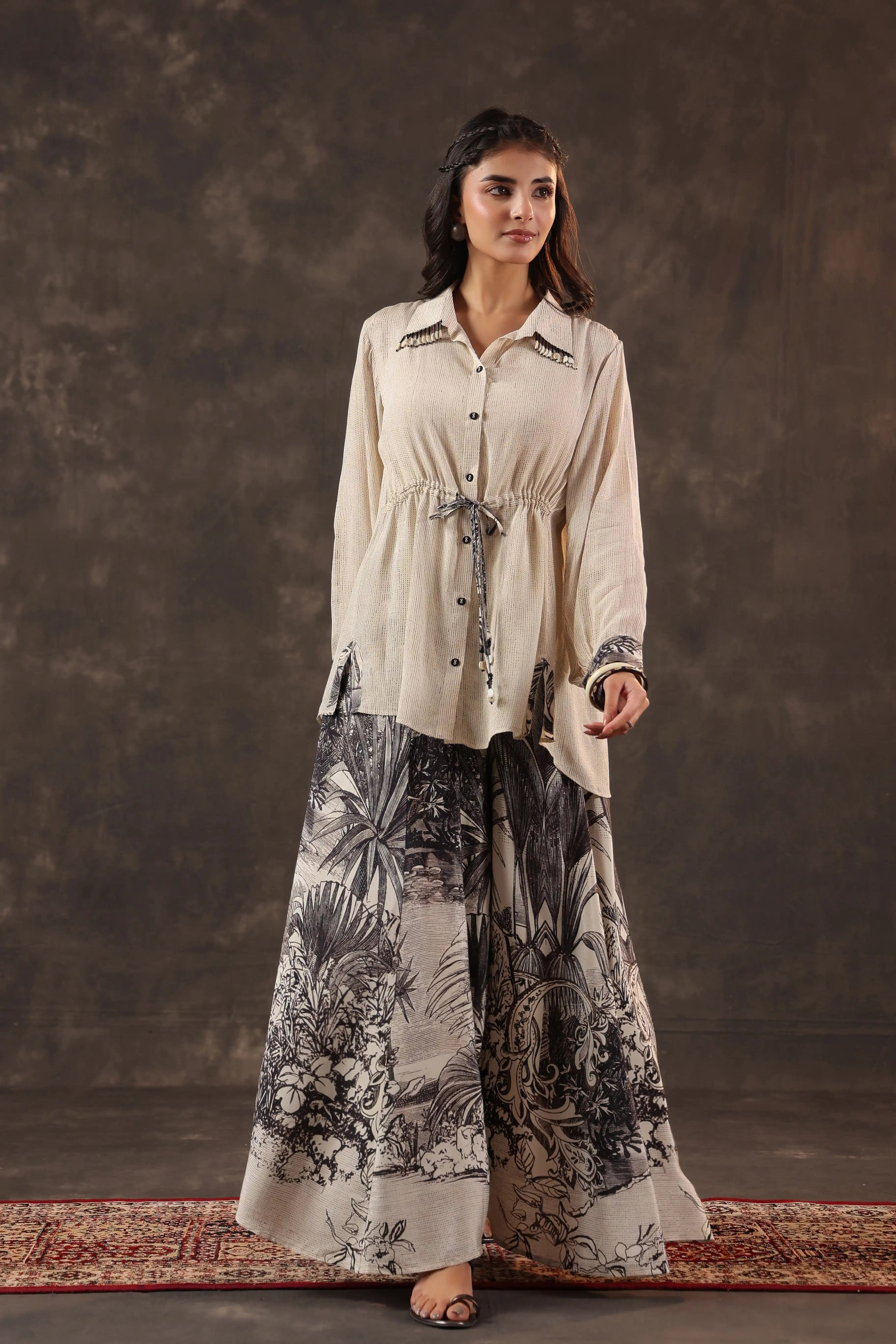 Printed Co-ord Set - Beige