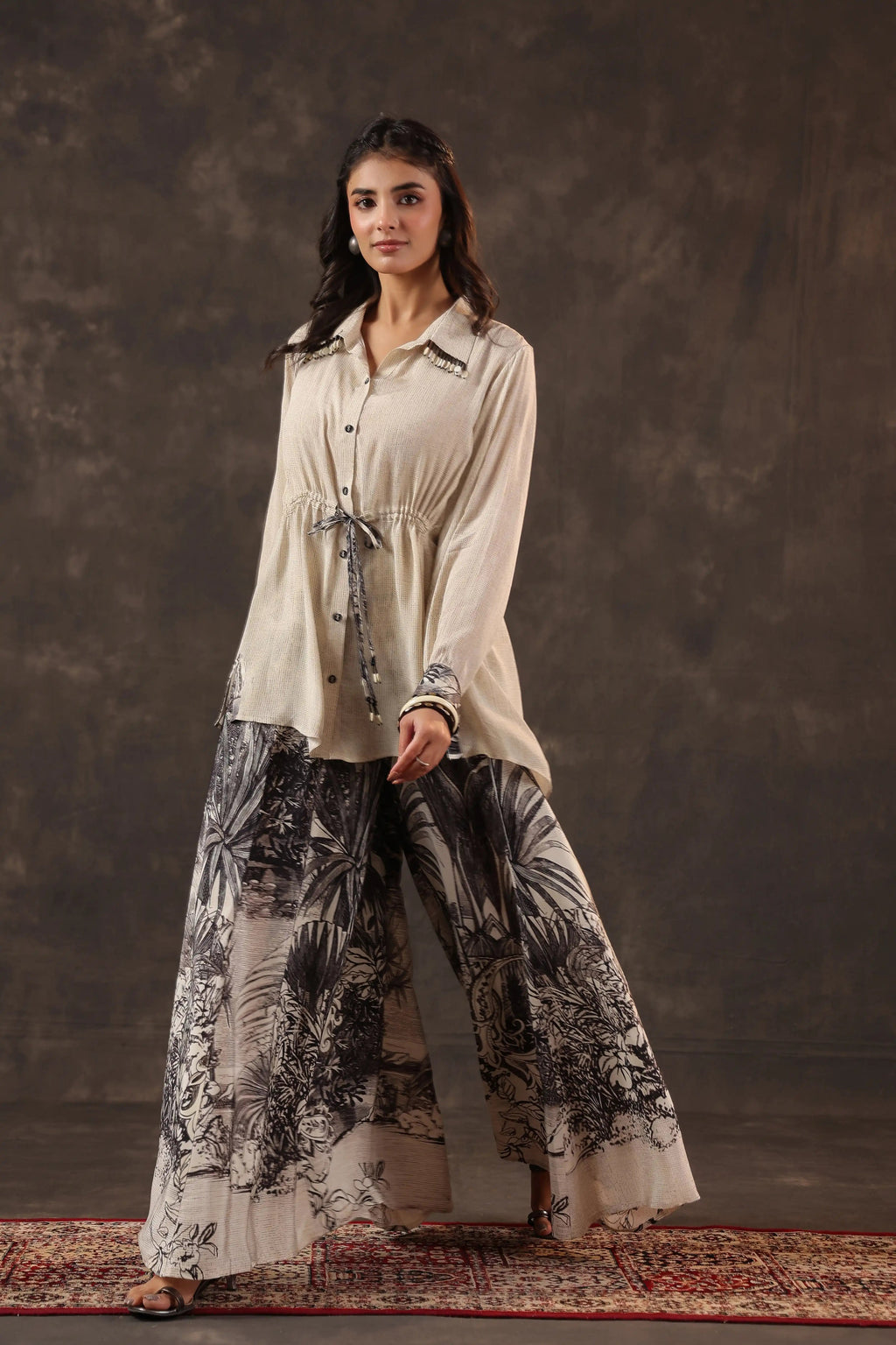 Printed Co-ord Set - Beige