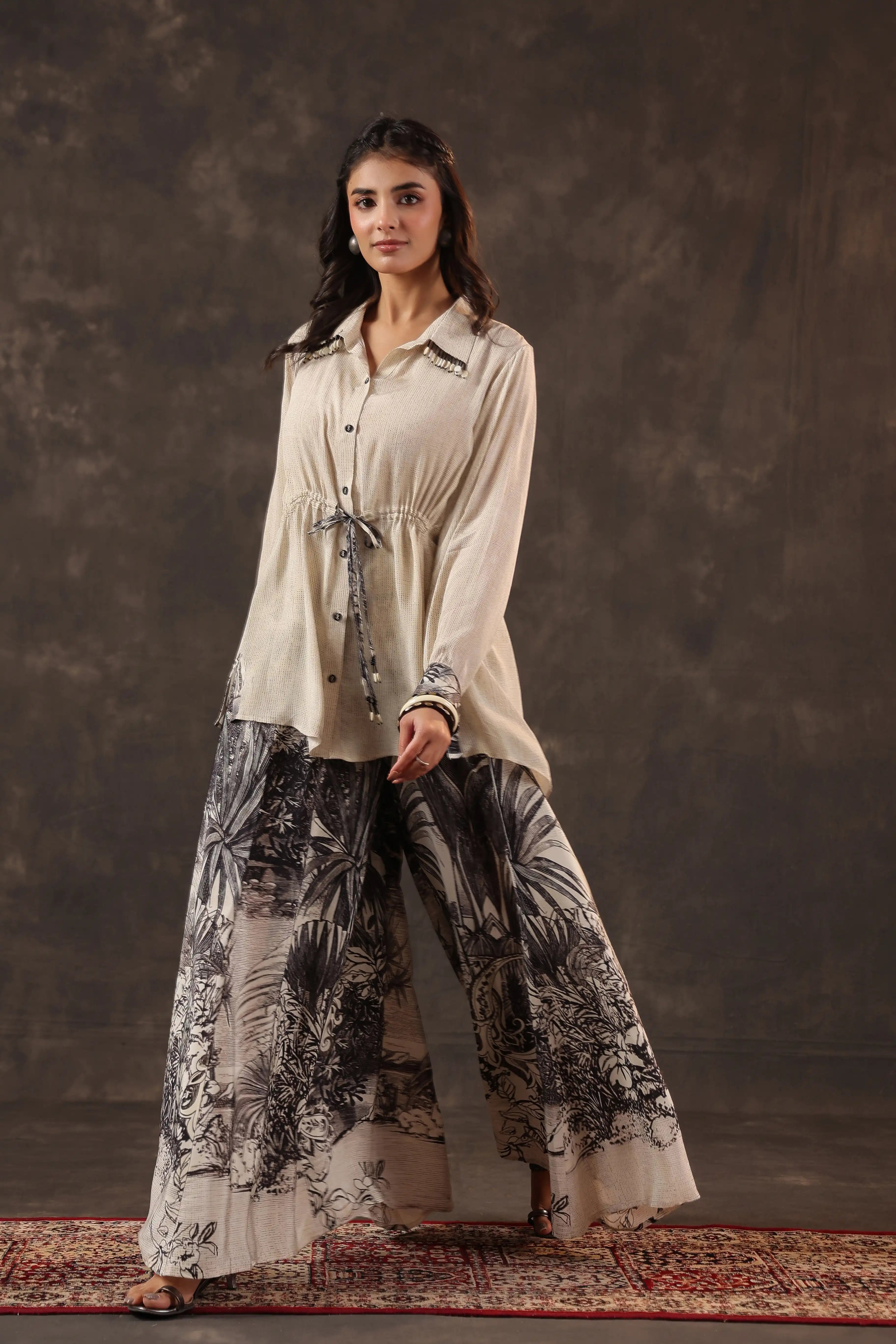 Printed Co-ord Set - Beige