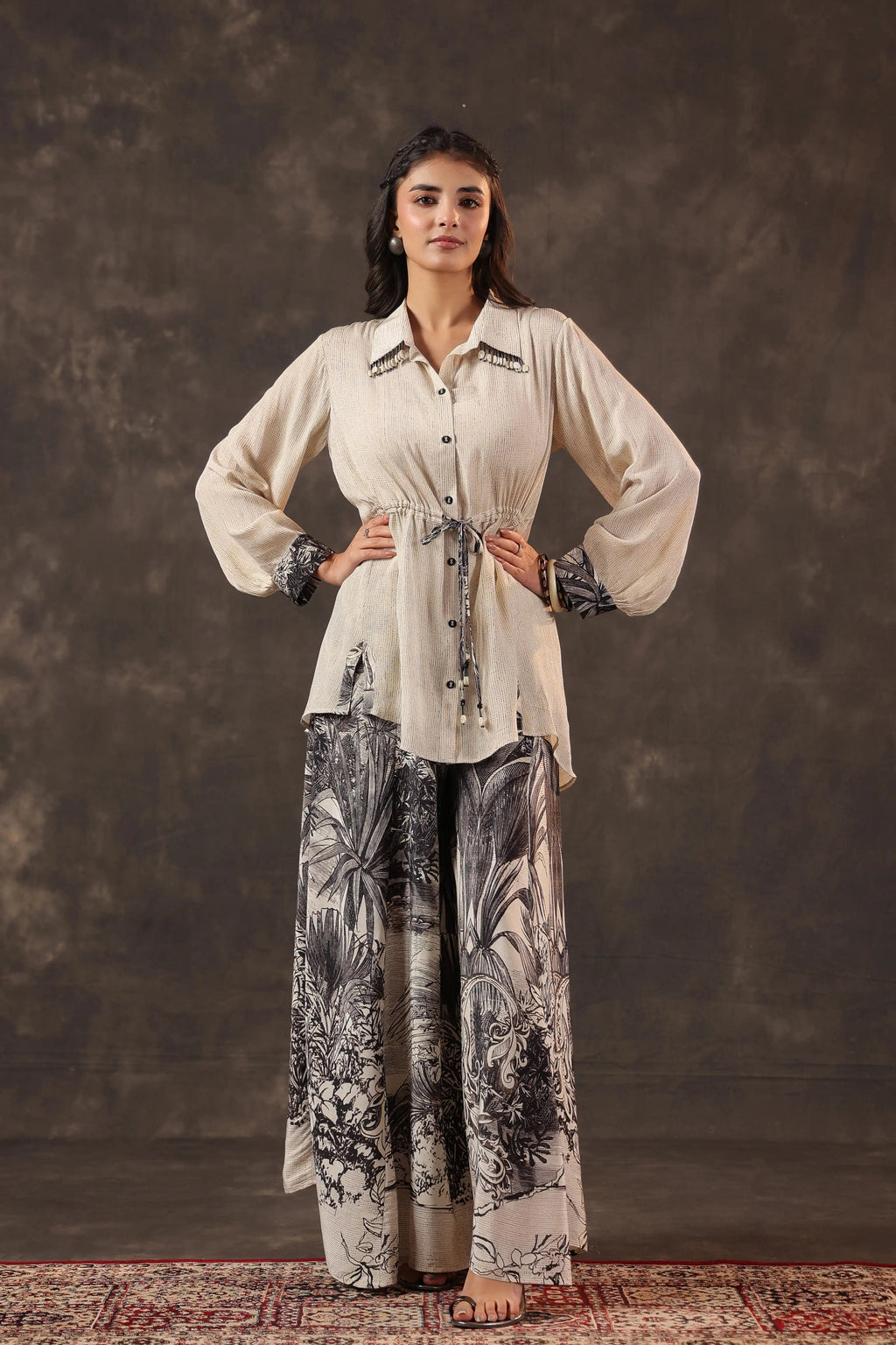 Printed Co-ord Set - Beige