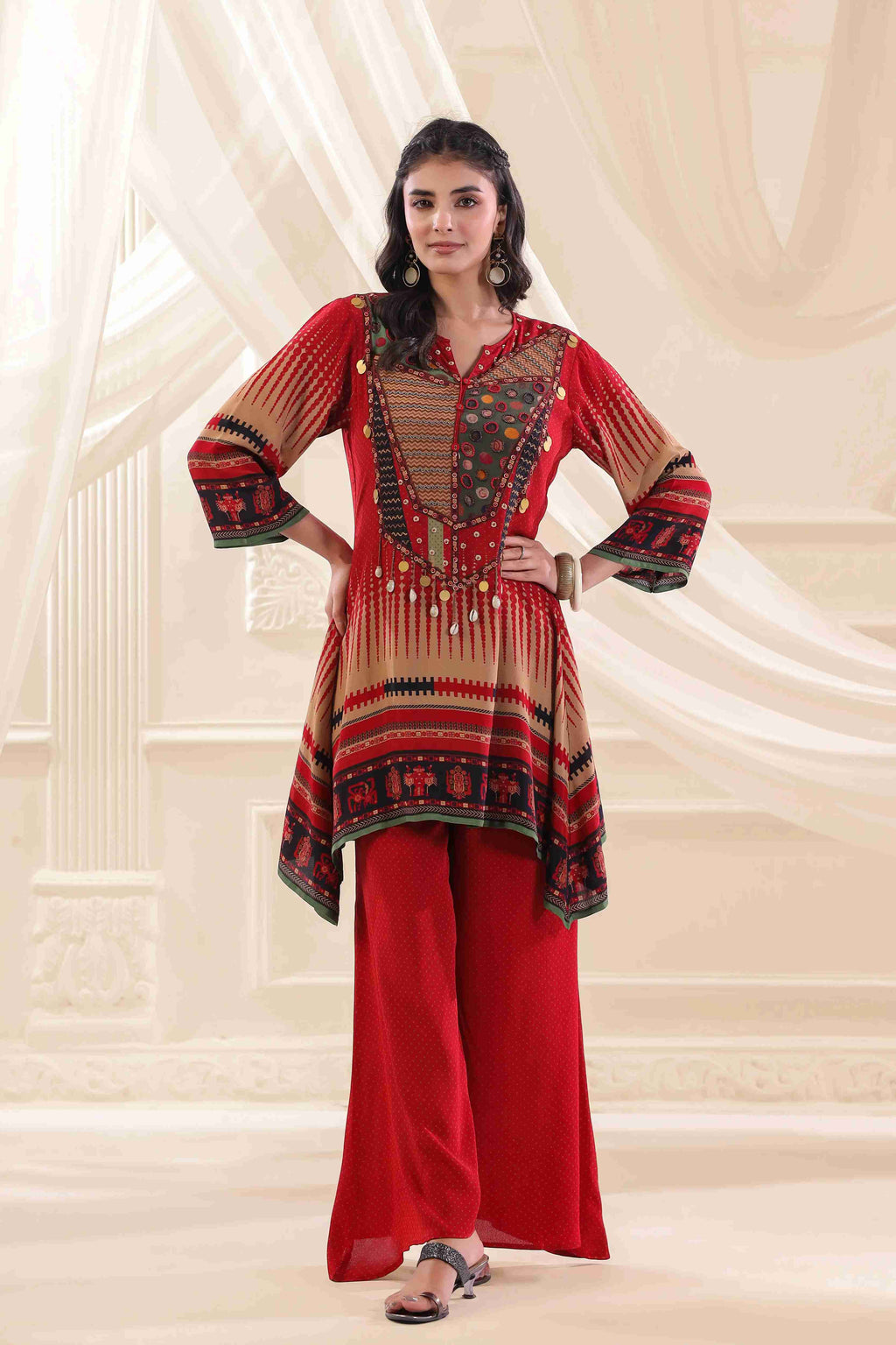 Printed Co-Ord - Multi - - Multi Top Length :- 32 Inches