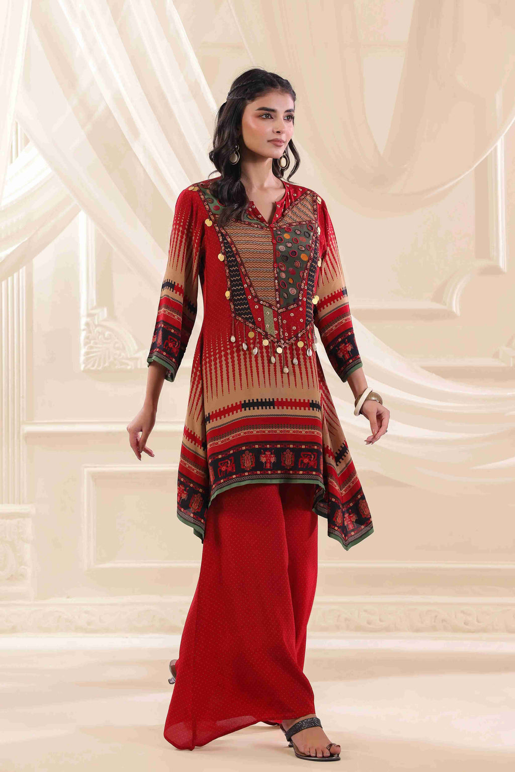 Printed Co-Ord - Multi - - Multi Top Length :- 32 Inches