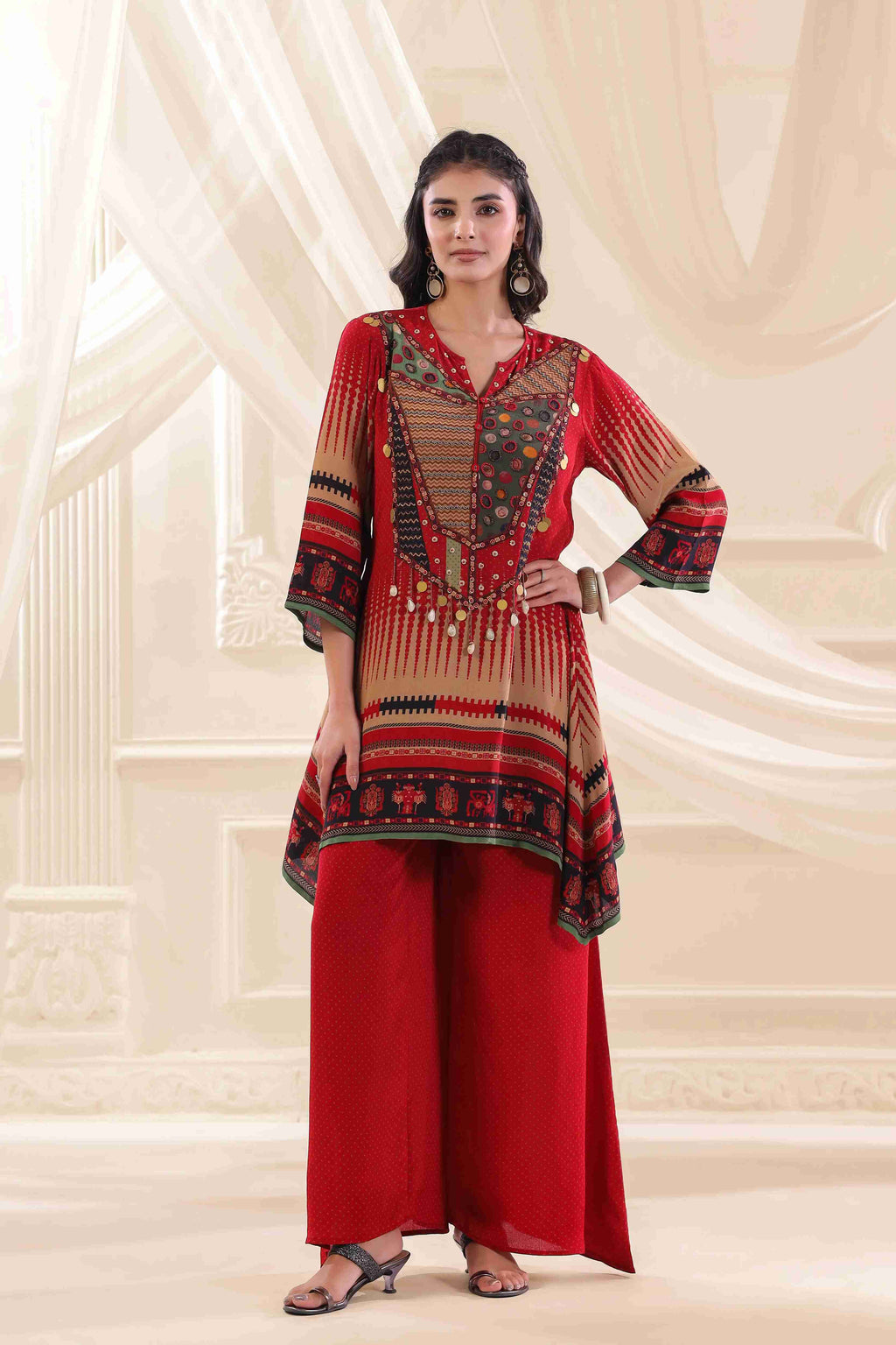 Printed Co-Ord - Multi - - Multi Top Length :- 32 Inches