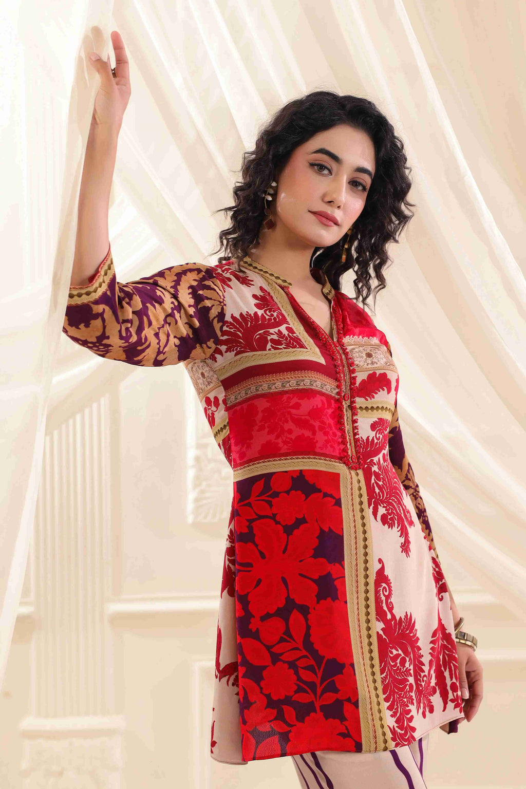 Printed Co-Ord - Multi - - Multi Material: – Viscose Crepe Top Length :- 32 Inches