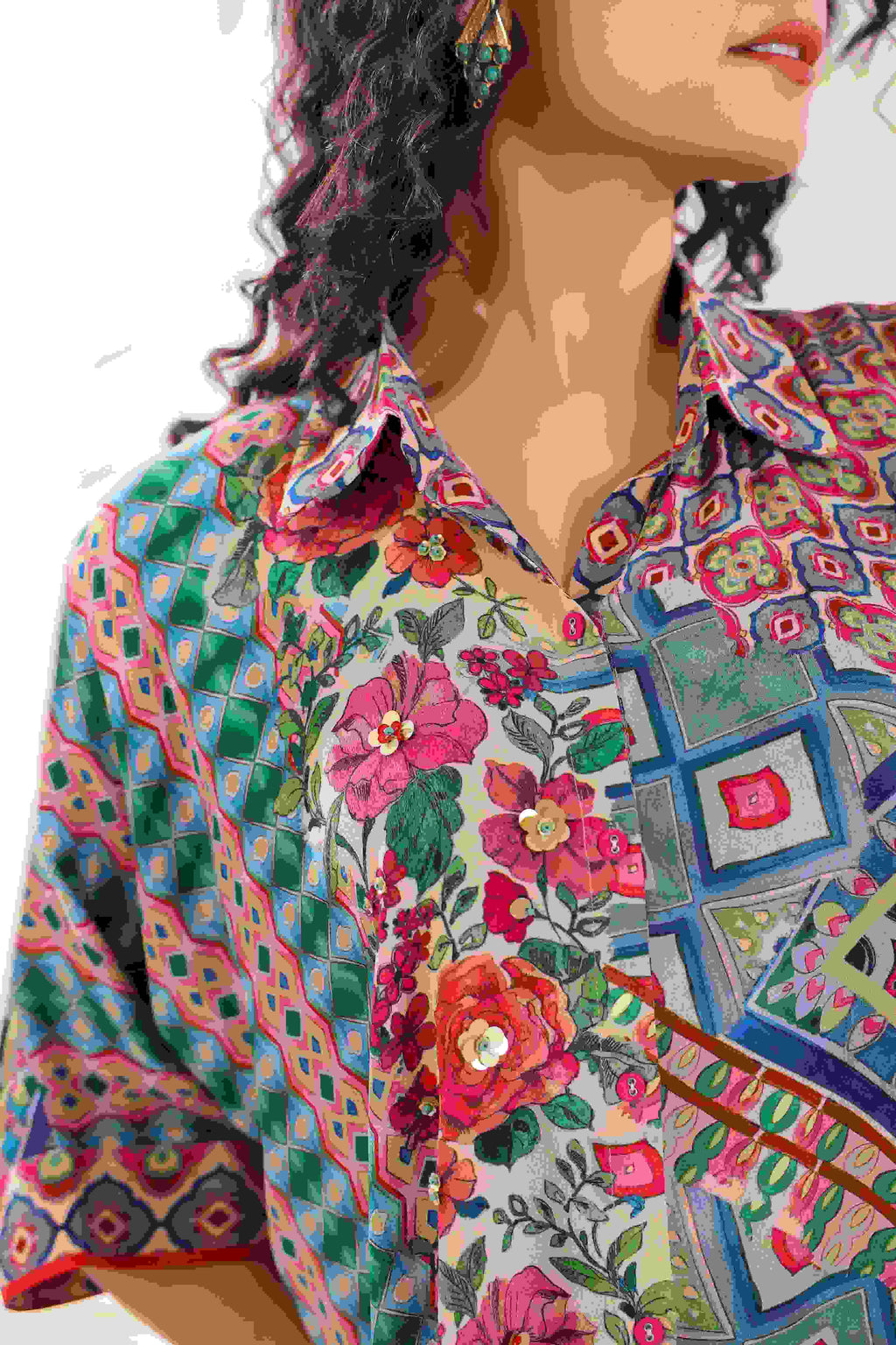 Printed Co-Ord set - Multi - - Multi Material: – Viscose Crepe Top Length :- 32 Inches