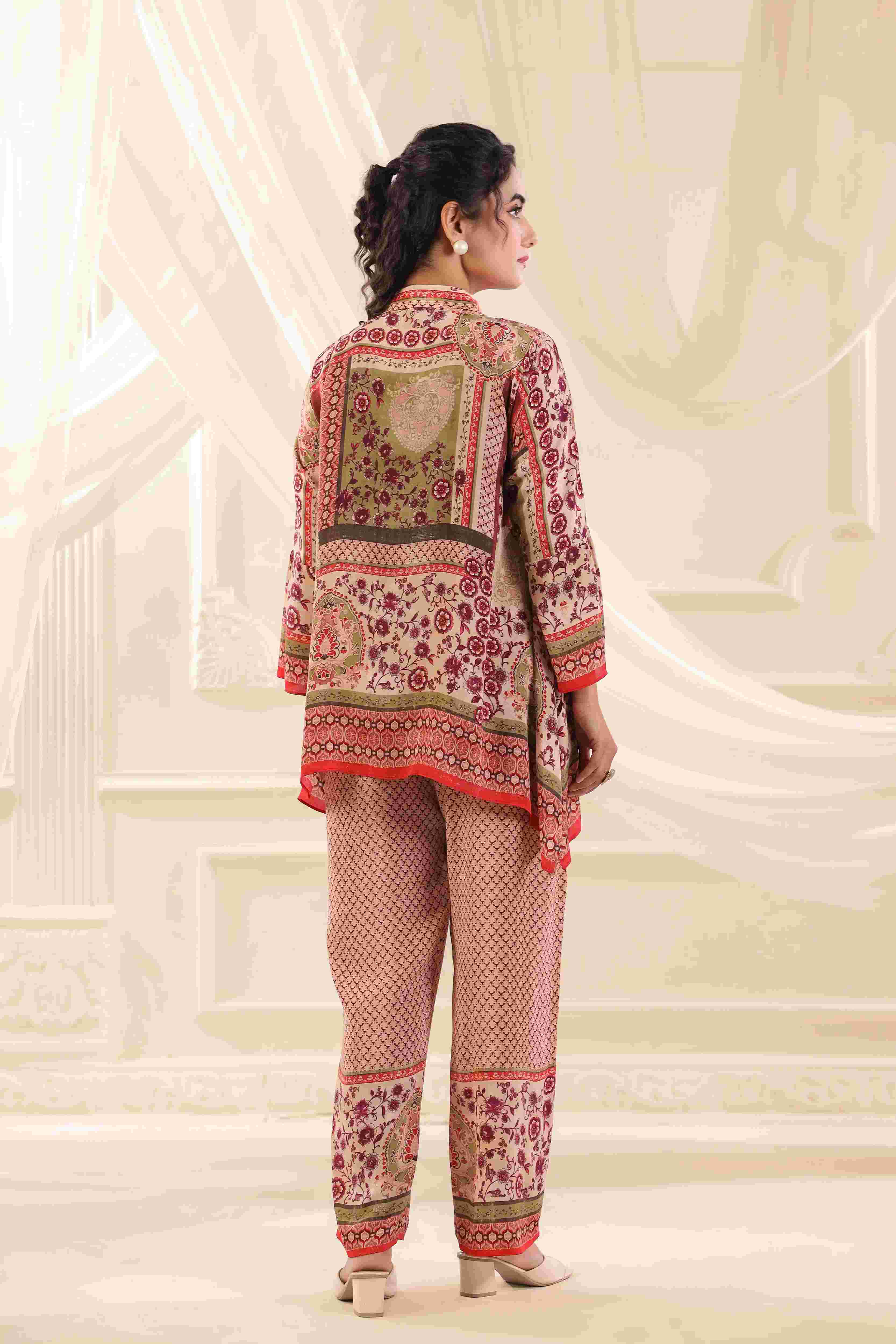 Printed Co-Ord - Multi - - Multi Material: – Viscose Crepe Top Length :- 32 Inches