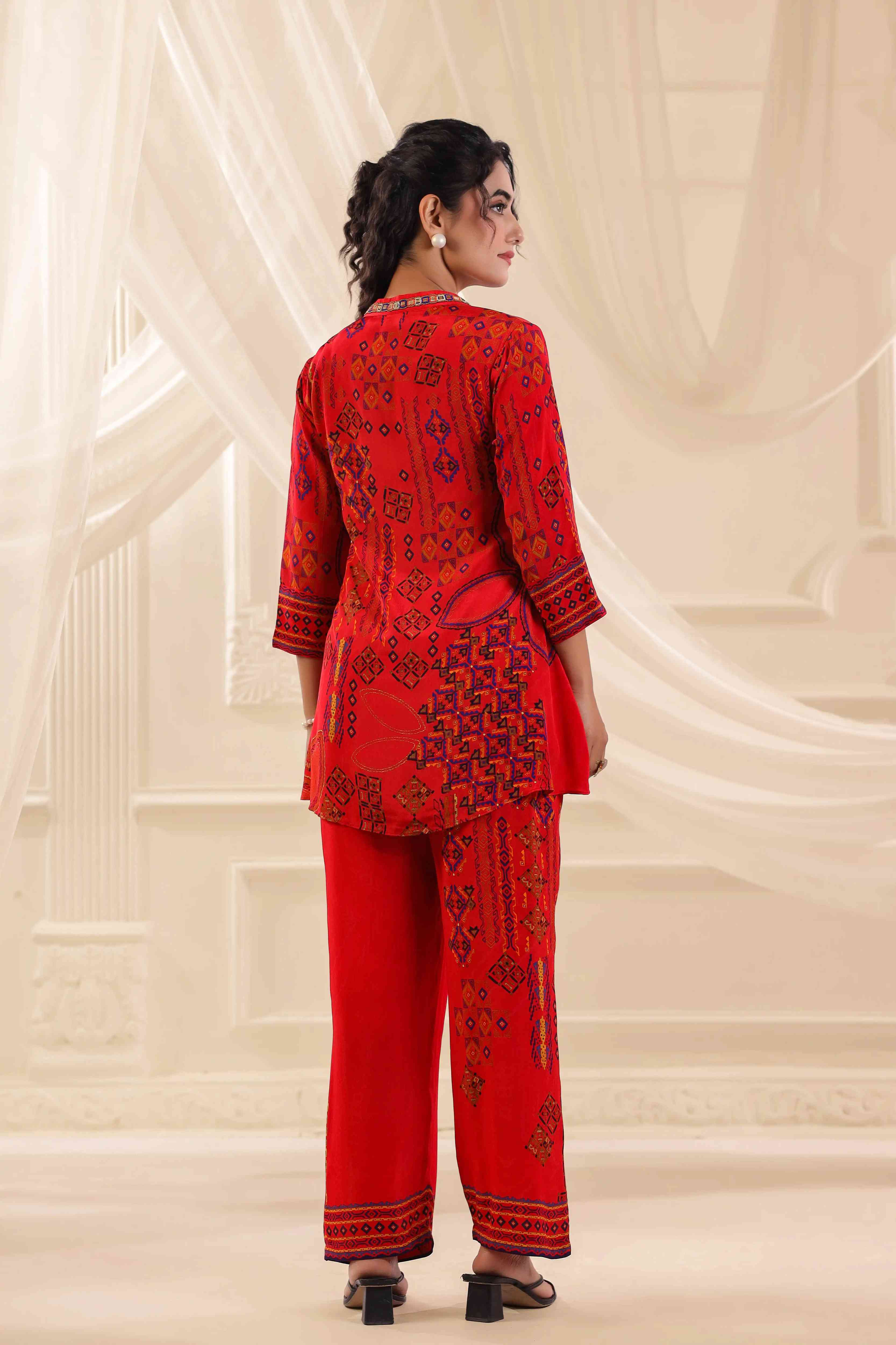 Printed Co-Ord set - Red
