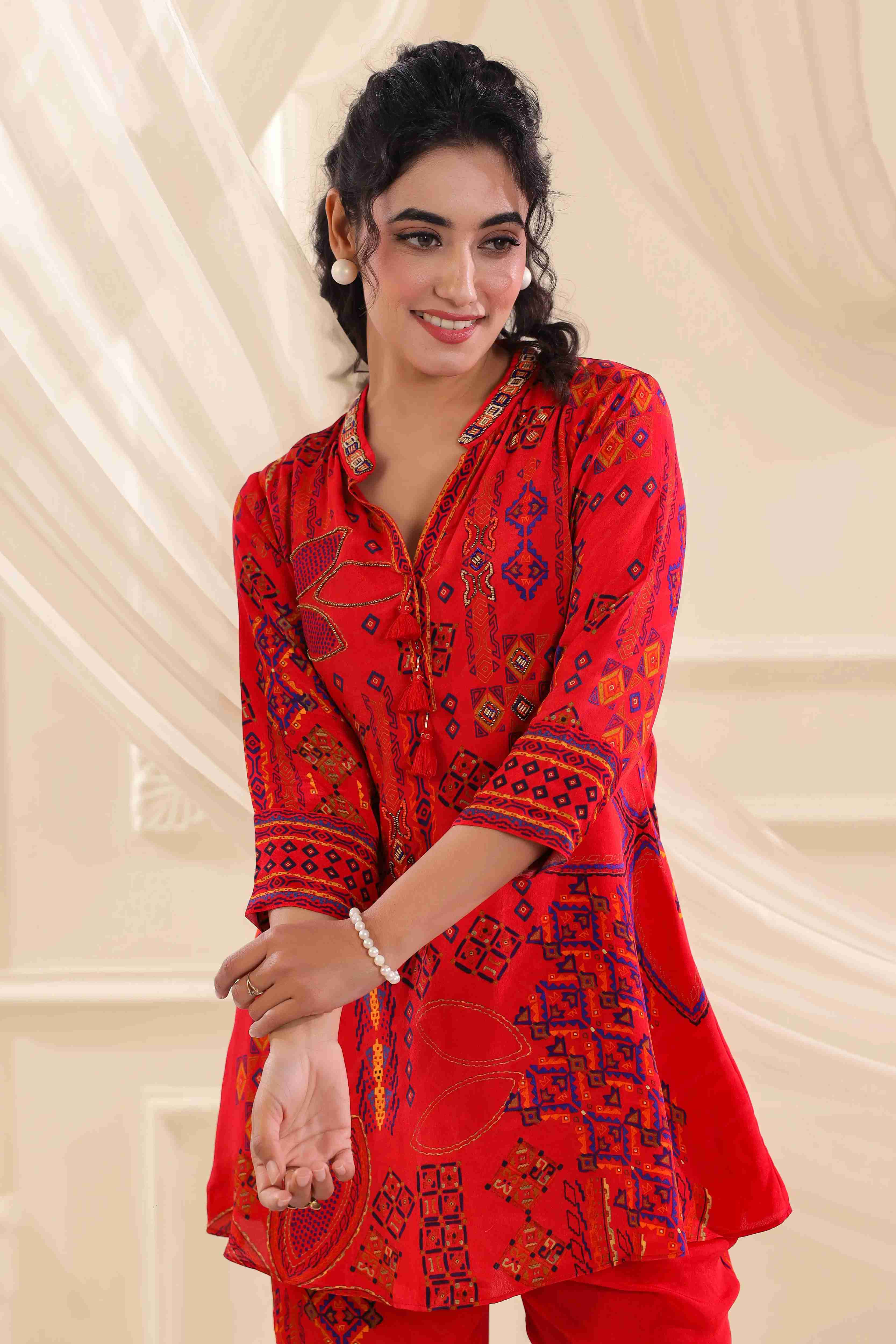 Printed Co-Ord set - Red