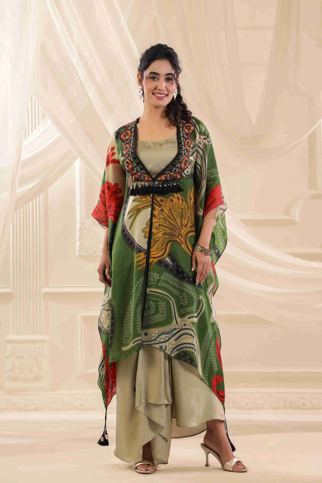 Multi Kaftan Dupatta Jacket Set