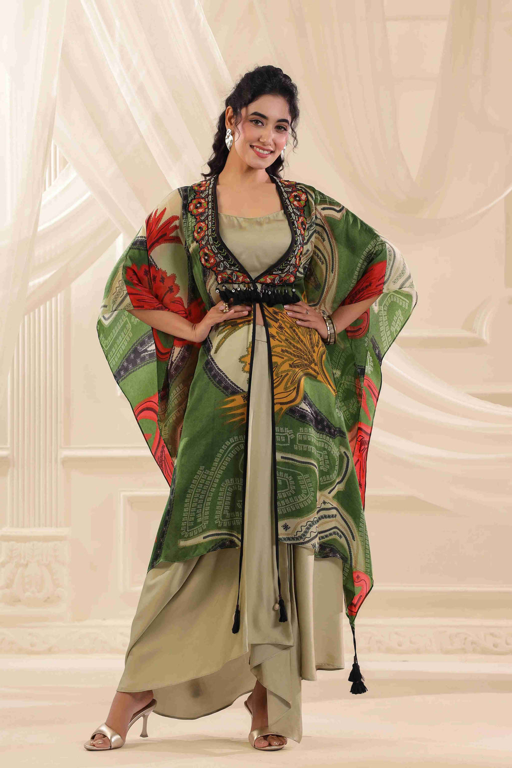 Multi Kaftan Dupatta Jacket Set