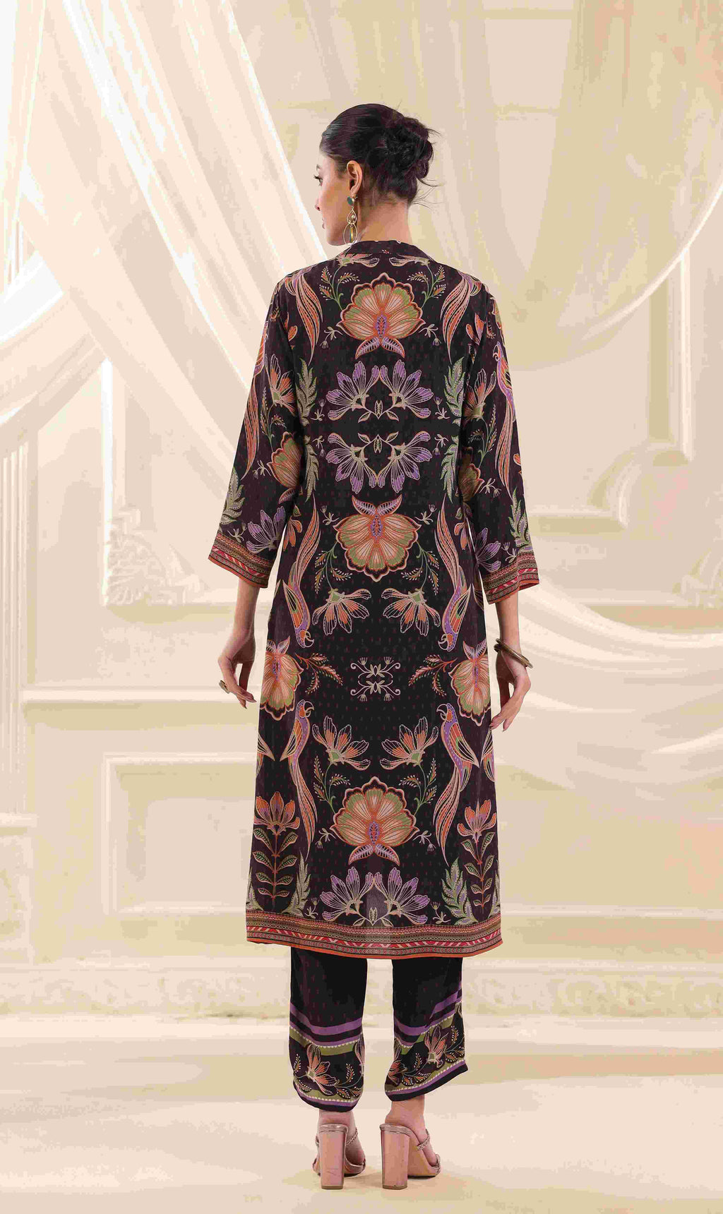 Printed Kurti - Black - - Black Material: – Top + Pant : Viscose Crepe Top Length:- 42 Inches