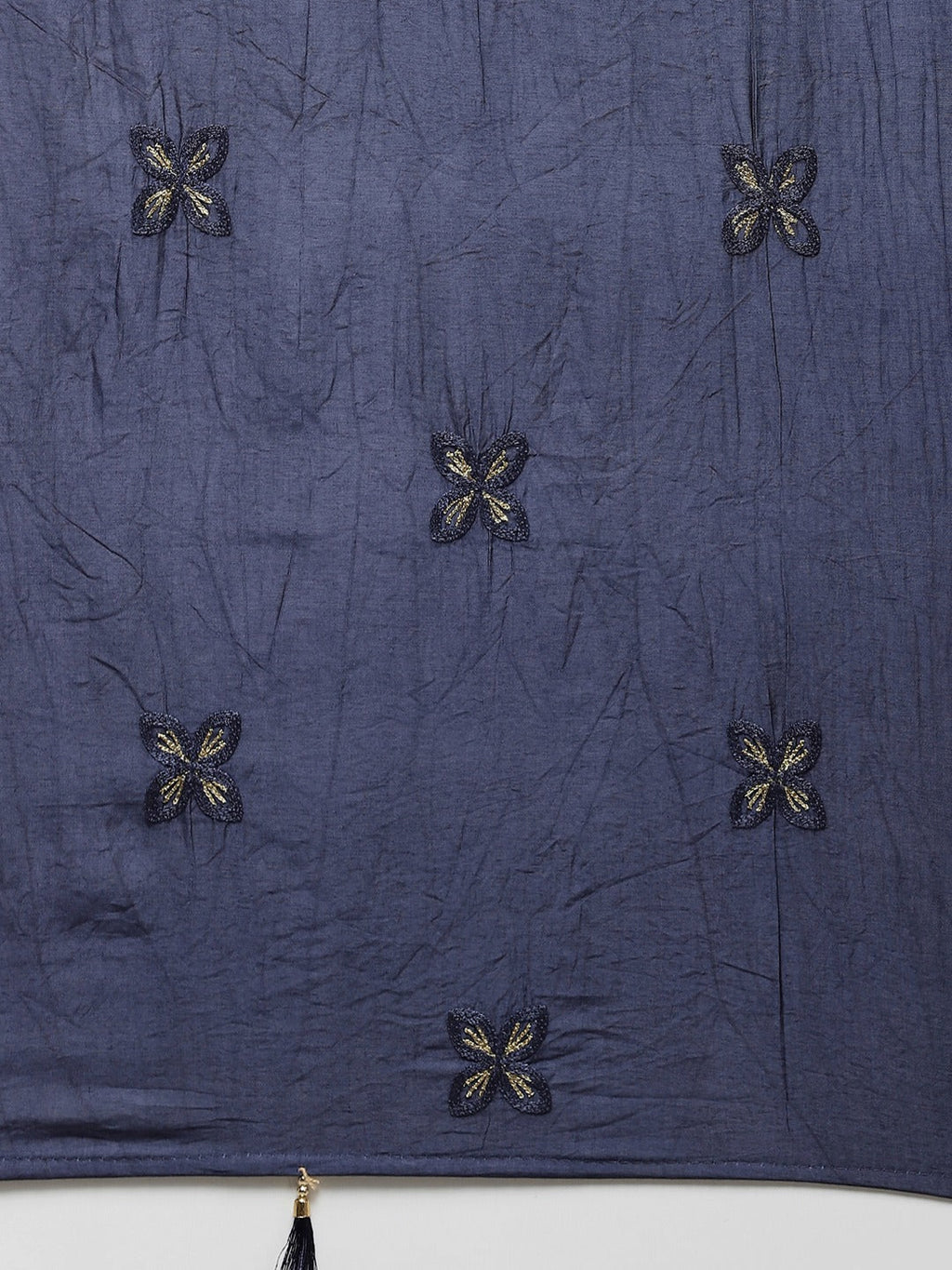 Beige & Navy Blue Printed Pure Cotton Kurta with Palazzos & Dupatta