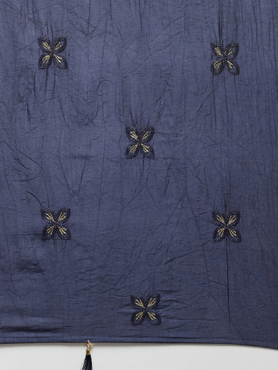 Beige & Navy Blue Printed Pure Cotton Kurta with Palazzos & Dupatta
