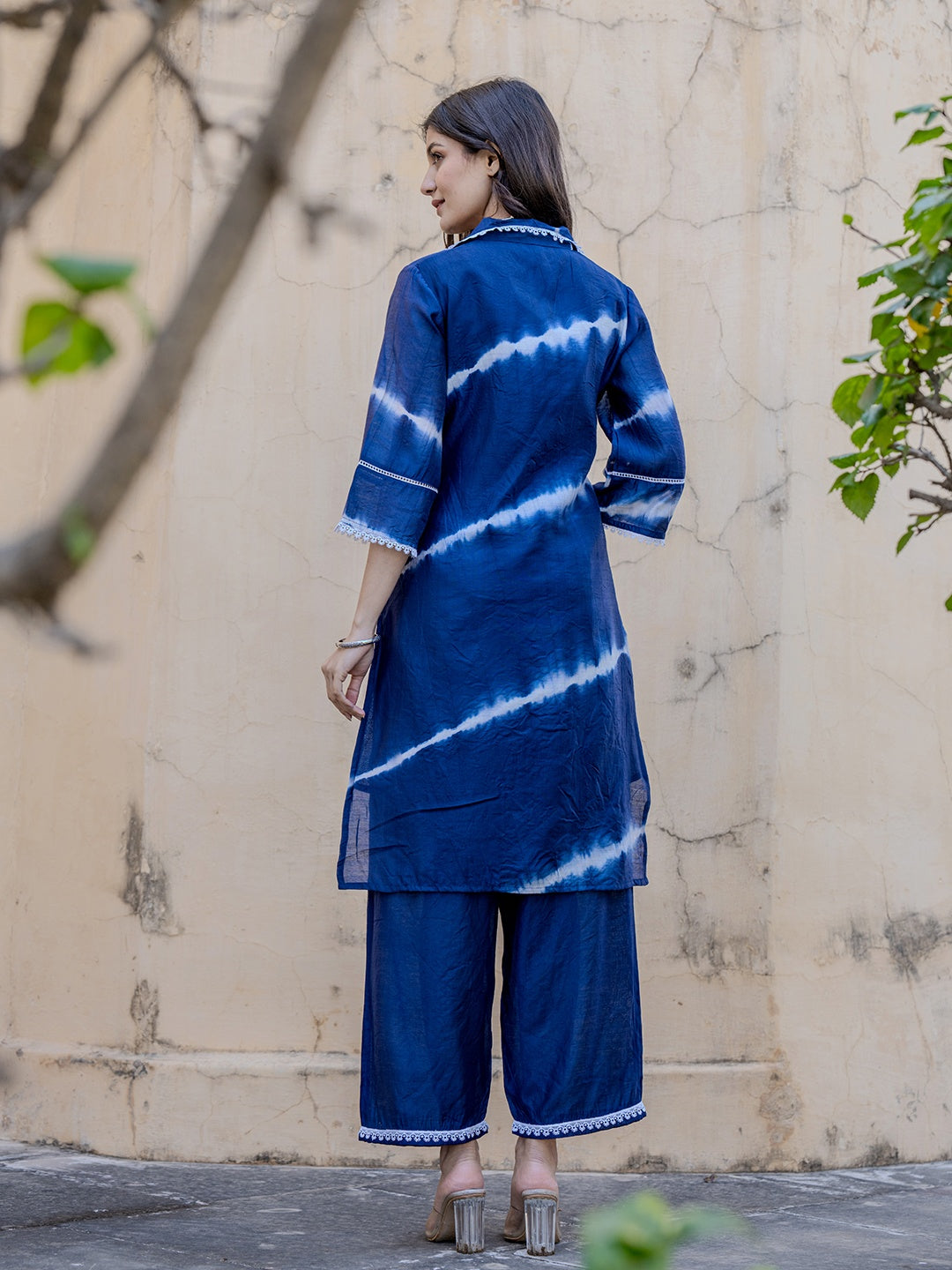 Blue Chanderi Silk Tie Dye Co Ord Set