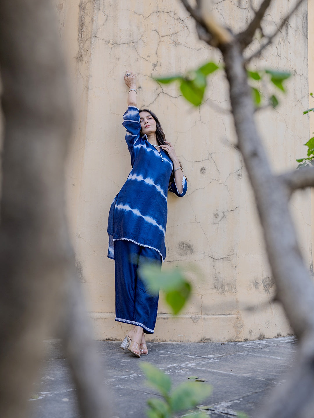 Blue Chanderi Silk Tie Dye Co Ord Set